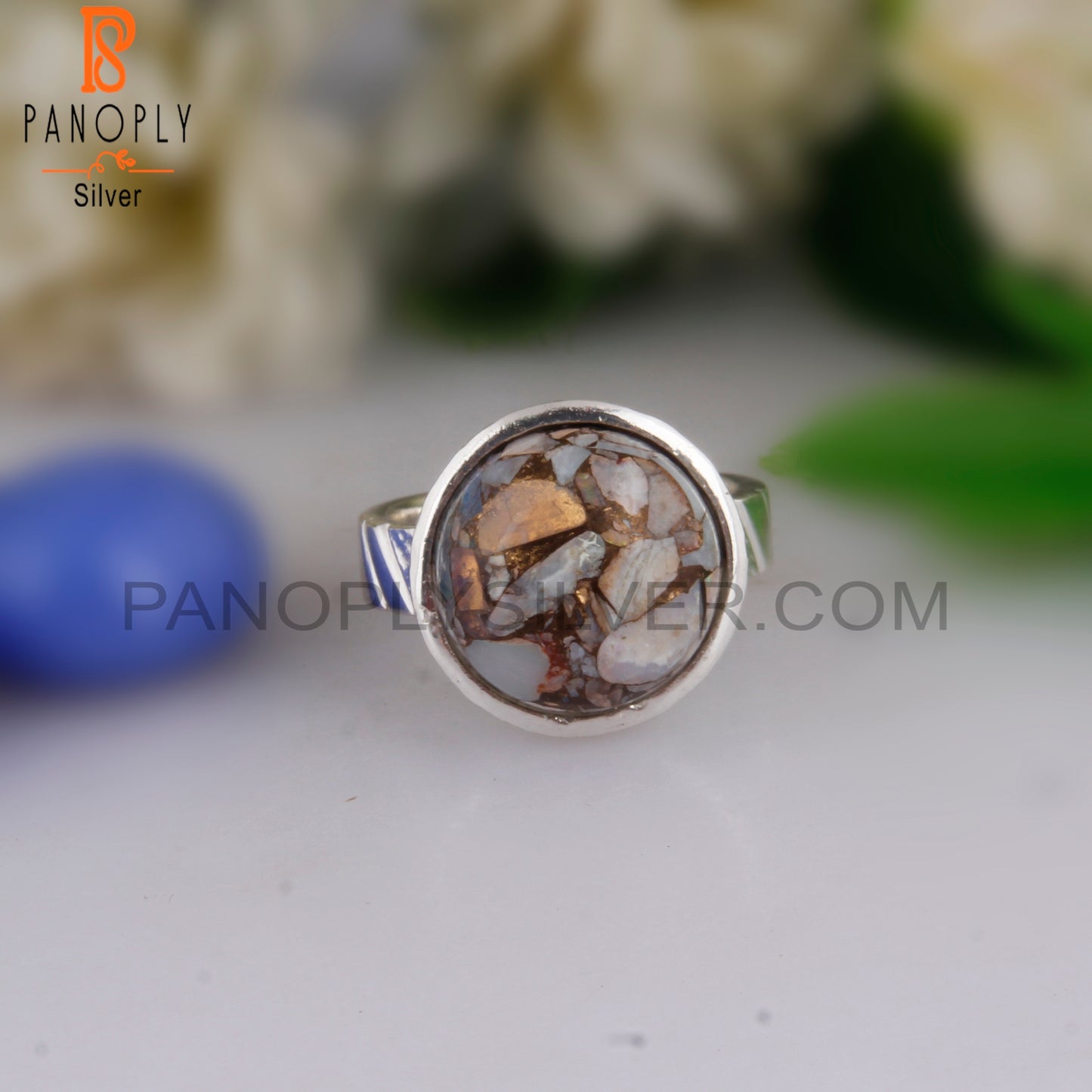 Mojave Copper Ethiopian Opal Round 925 Silver Ring