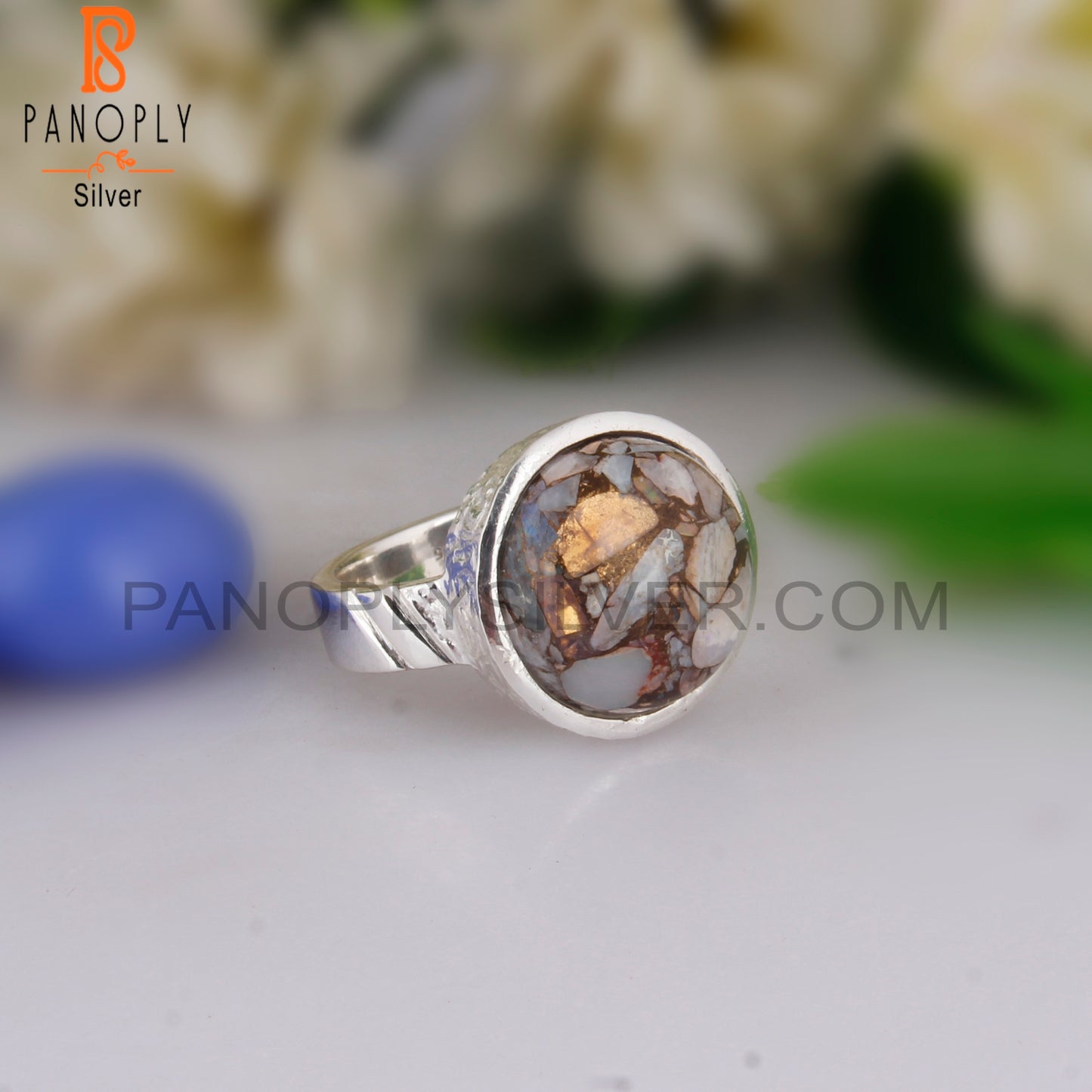 Mojave Copper Ethiopian Opal Round 925 Silver Ring
