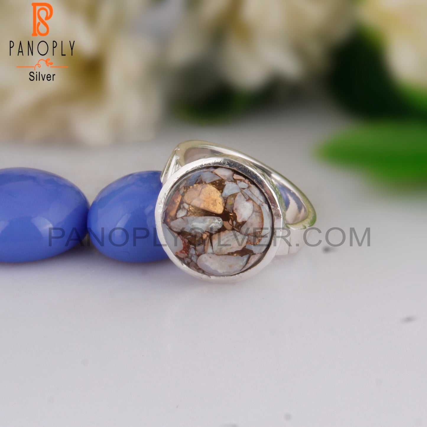 Mojave Copper Ethiopian Opal Round 925 Silver Ring