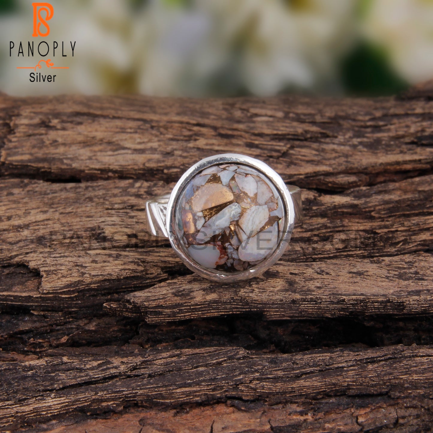 Mojave Copper Ethiopian Opal Round 925 Silver Ring