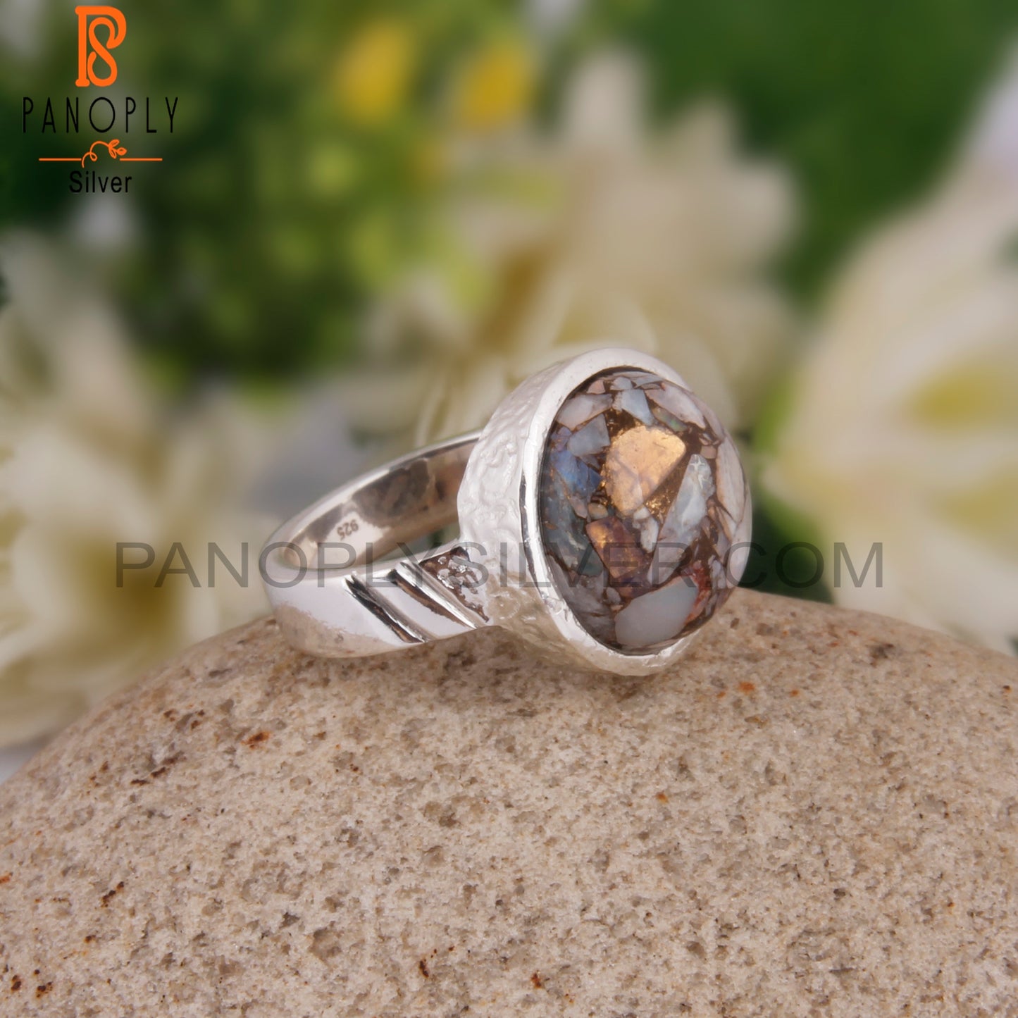 Mojave Copper Ethiopian Opal Round 925 Silver Ring