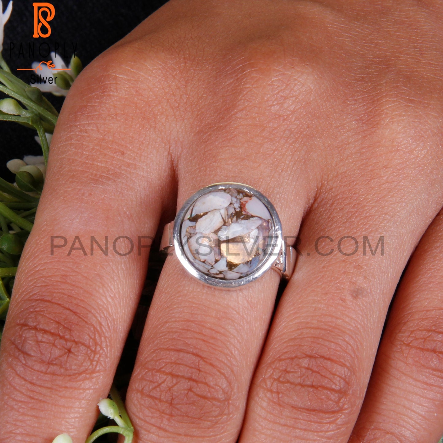 Mojave Copper Ethiopian Opal Round 925 Silver Ring