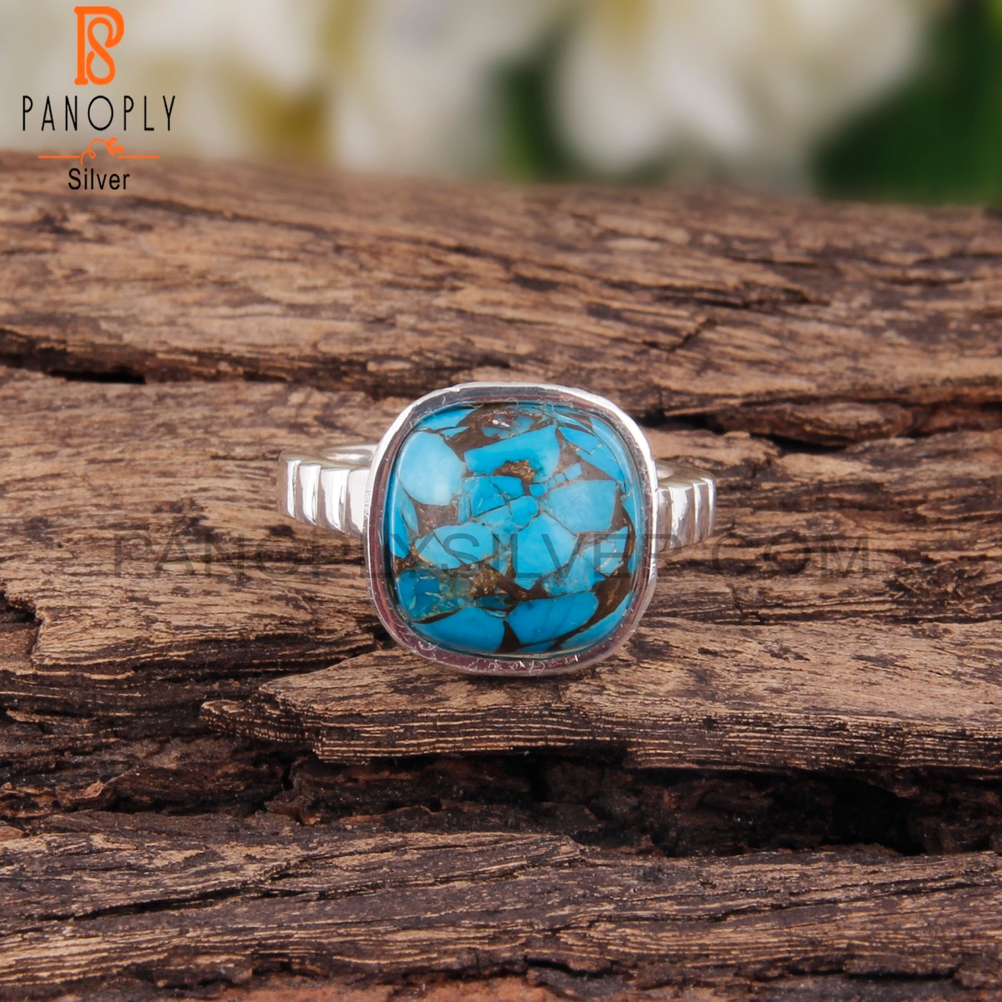 Mojave Copper Turquoise Cushion Handmade 925 Silver Ring