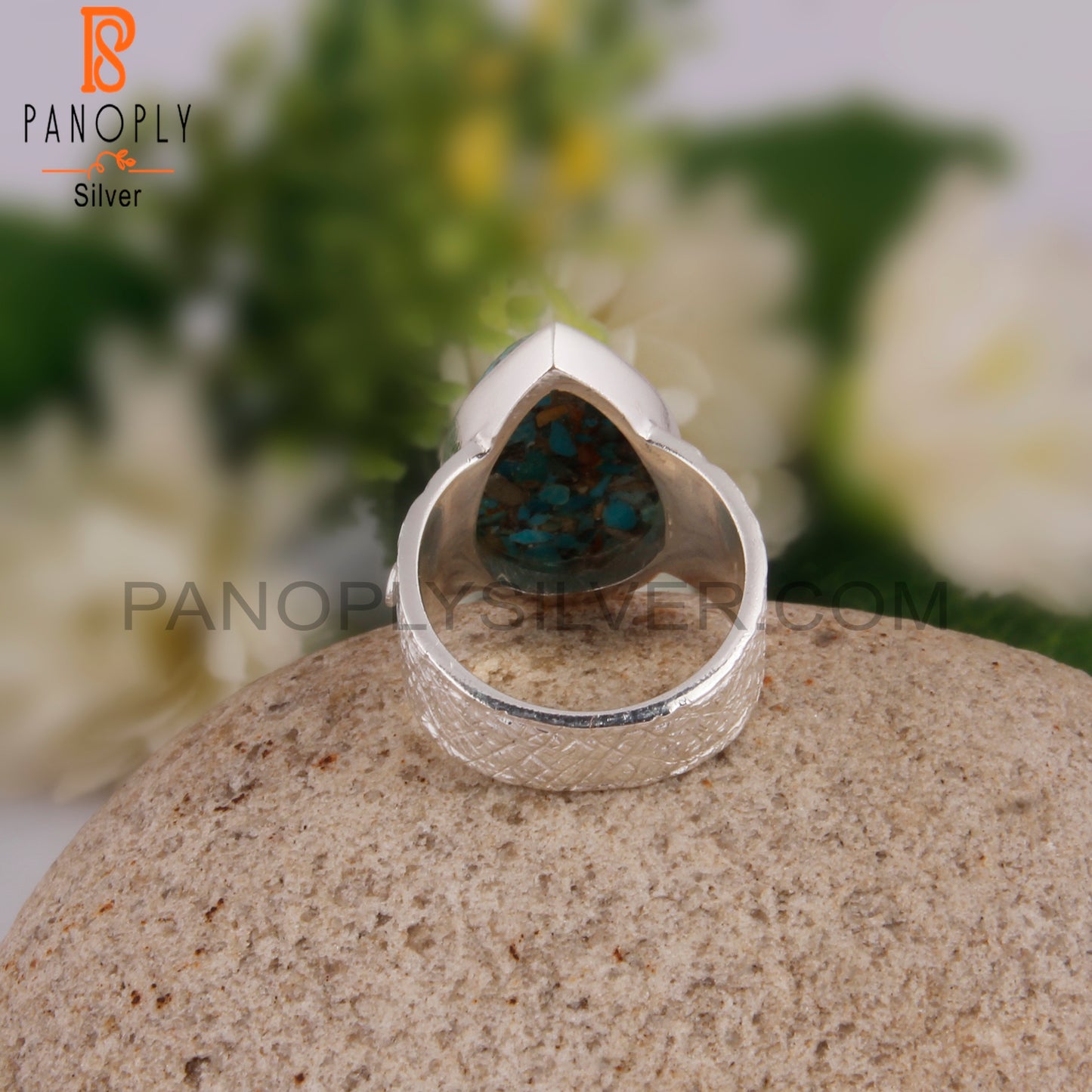 Boulder Turquoise Pear Shape 925 Sterling Silver Wedding Ring