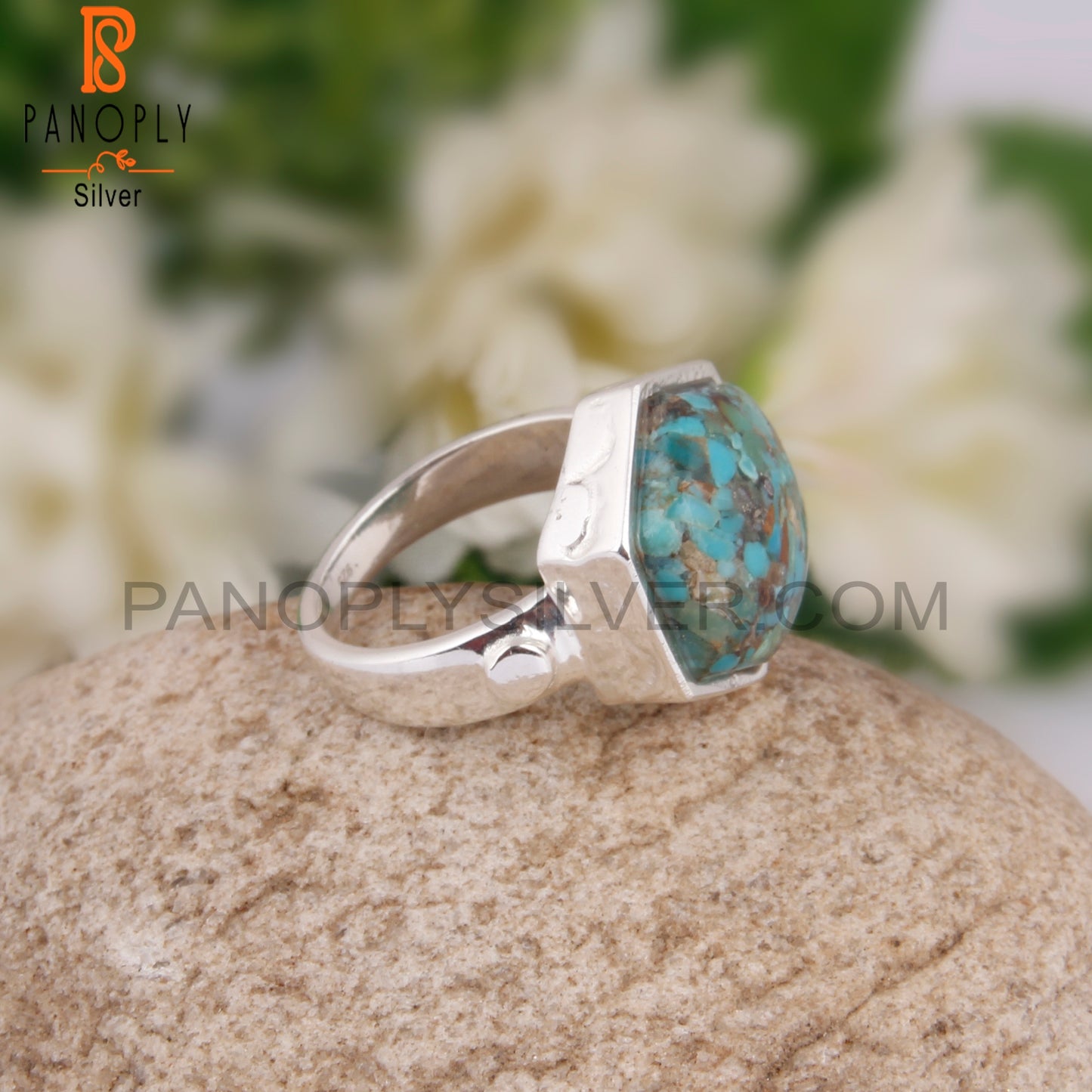 Hexagon Shape Boulder Turquoise 925 Sterling Silver Ring