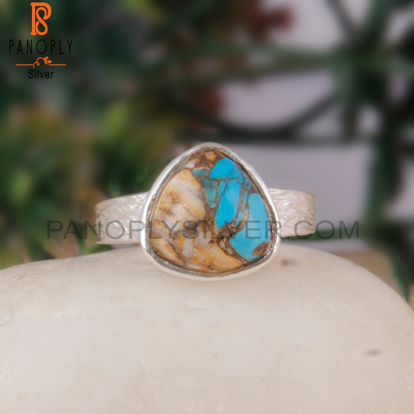 Mojave Copper Oyster Turquoise 925 Silver Gift Ring