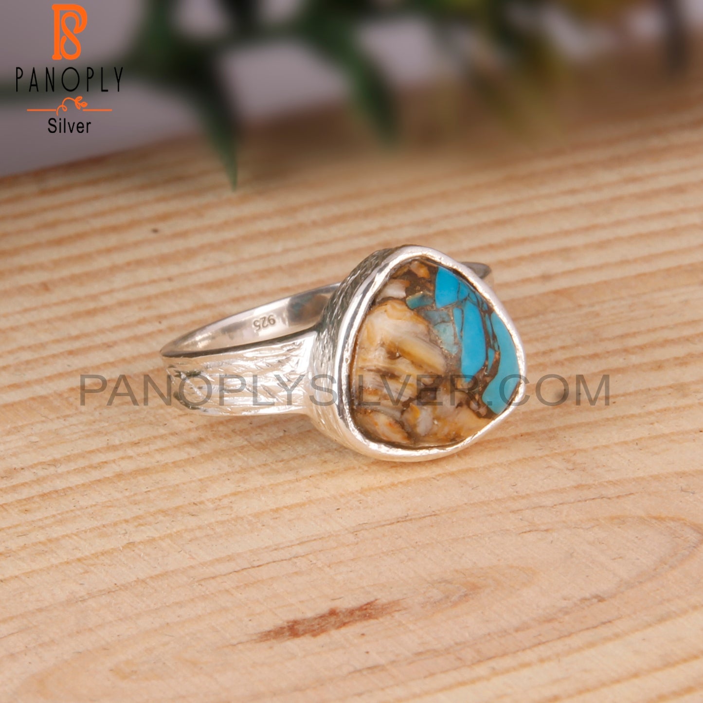 Mojave Copper Oyster Turquoise 925 Silver Gift Ring