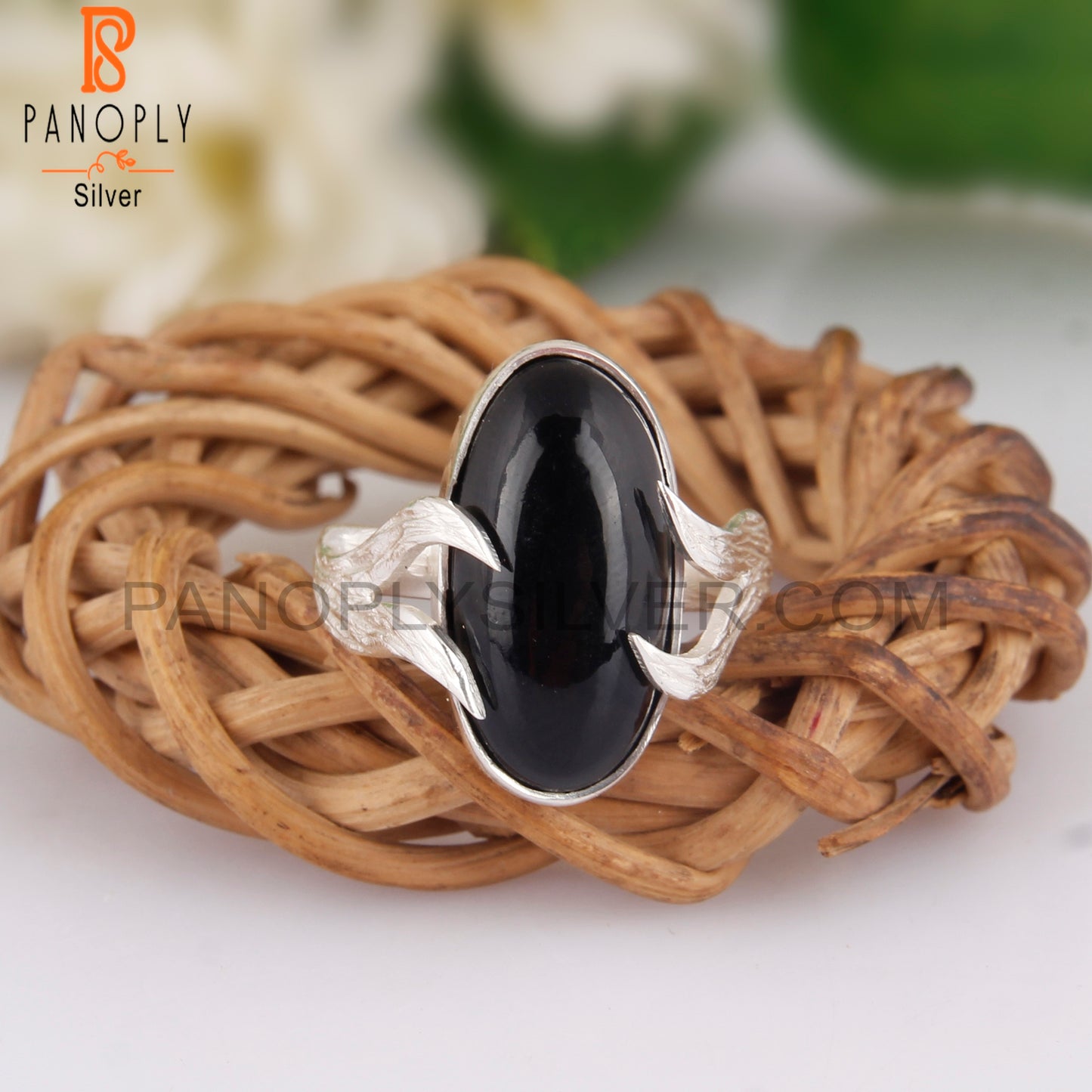Black Onyx Designer Oval Shape 925 Sterling Silver Ring