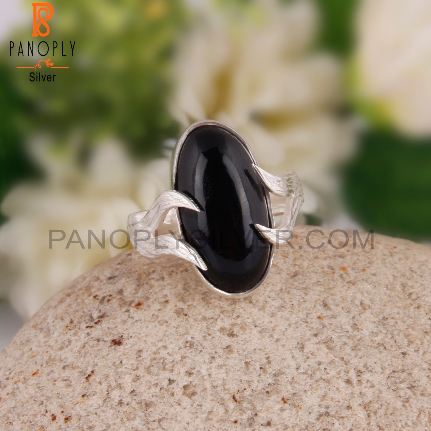 Black Onyx Designer Oval Shape 925 Sterling Silver Ring