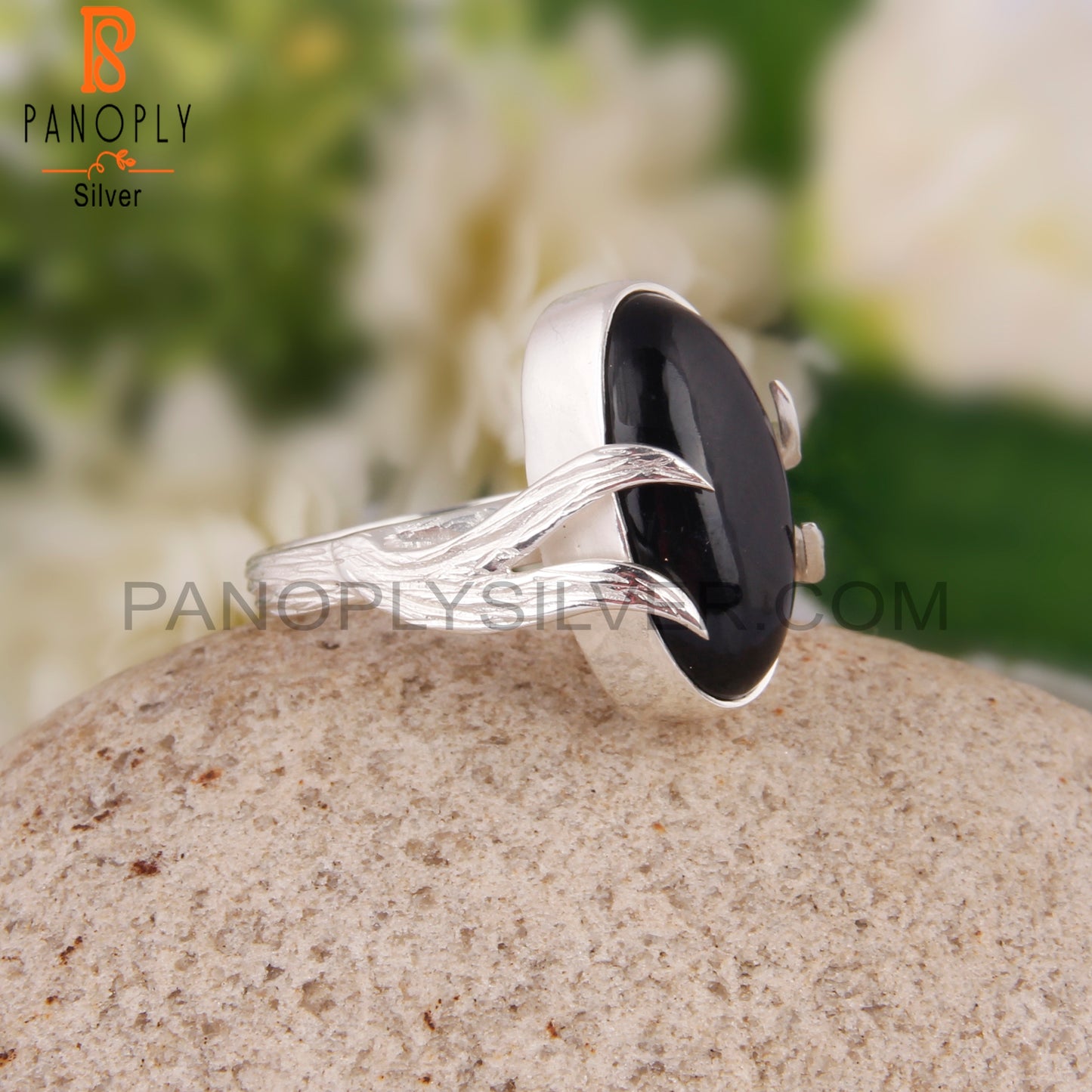 Black Onyx Designer Oval Shape 925 Sterling Silver Ring
