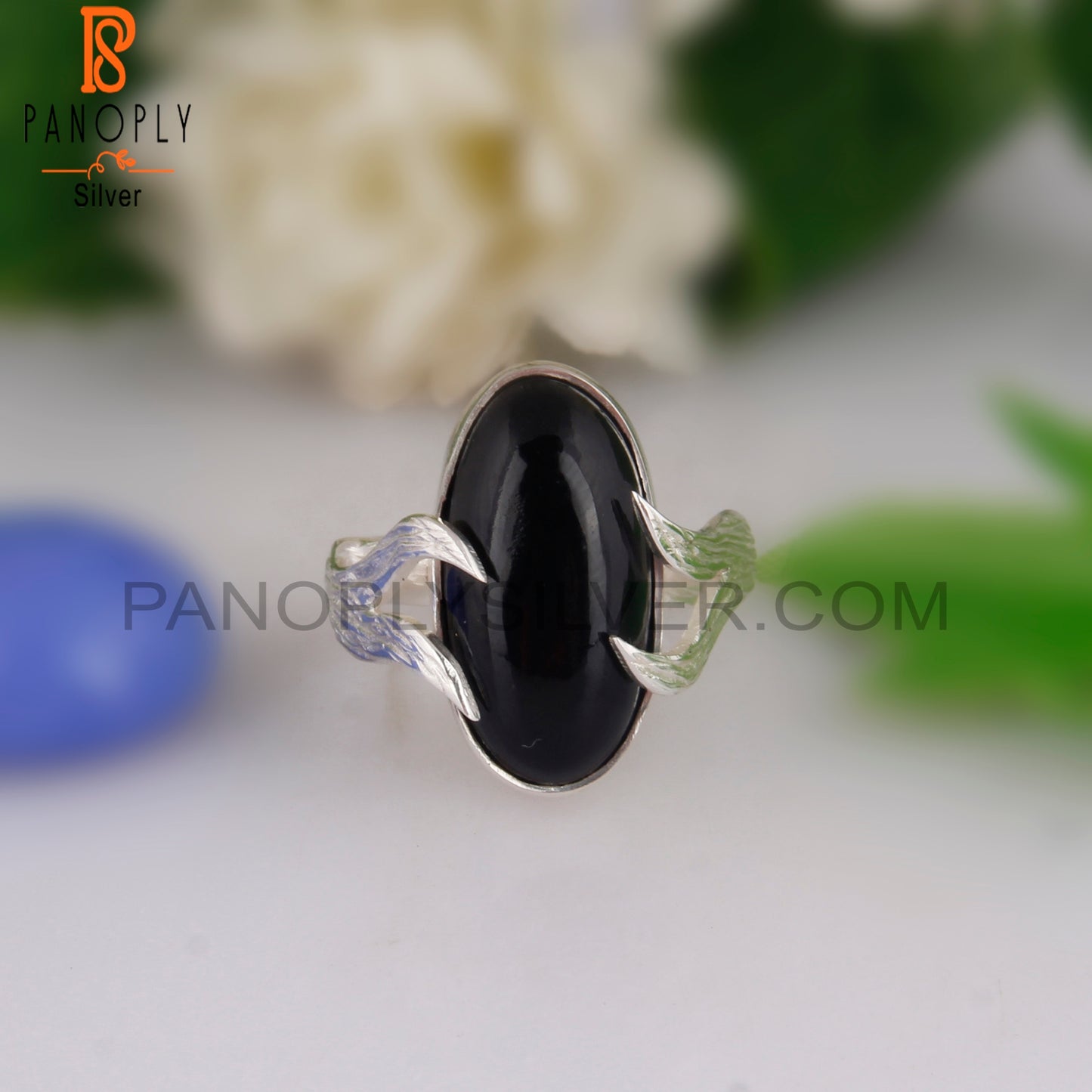 Black Onyx Designer Oval Shape 925 Sterling Silver Ring
