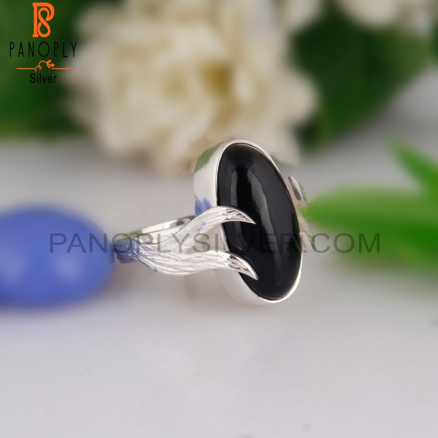 Black Onyx Designer Oval Shape 925 Sterling Silver Ring