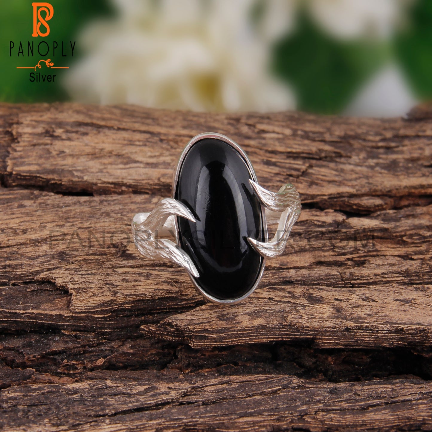 Black Onyx Designer Oval Shape 925 Sterling Silver Ring