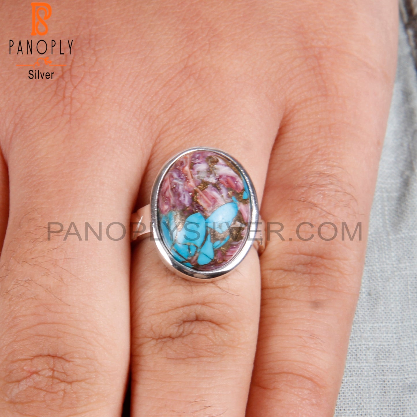 Mojave Oyster Turquoise Oval Sterling Silver Ring