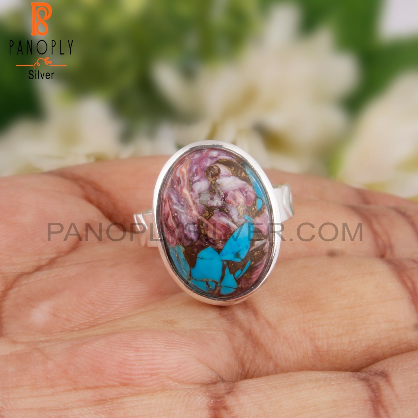 Mojave Oyster Turquoise Oval Sterling Silver Ring