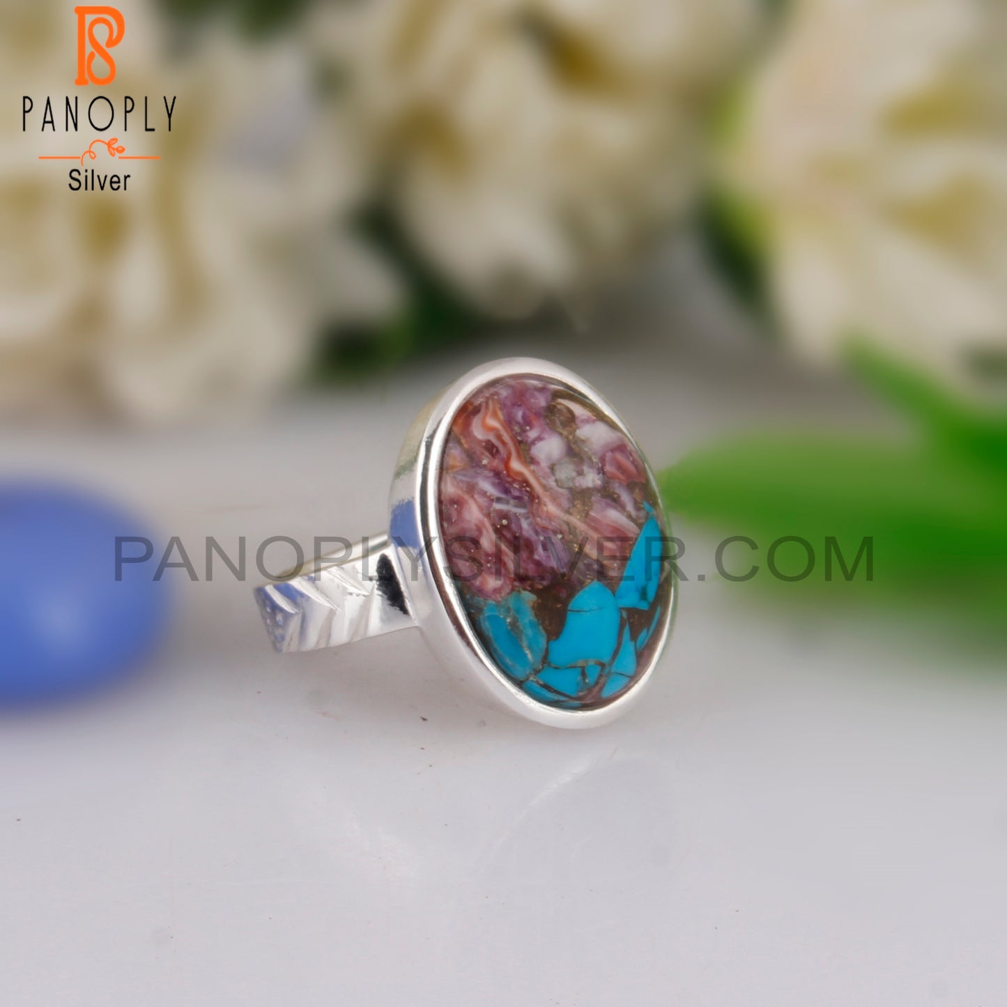 Mojave Oyster Turquoise Oval Sterling Silver Ring