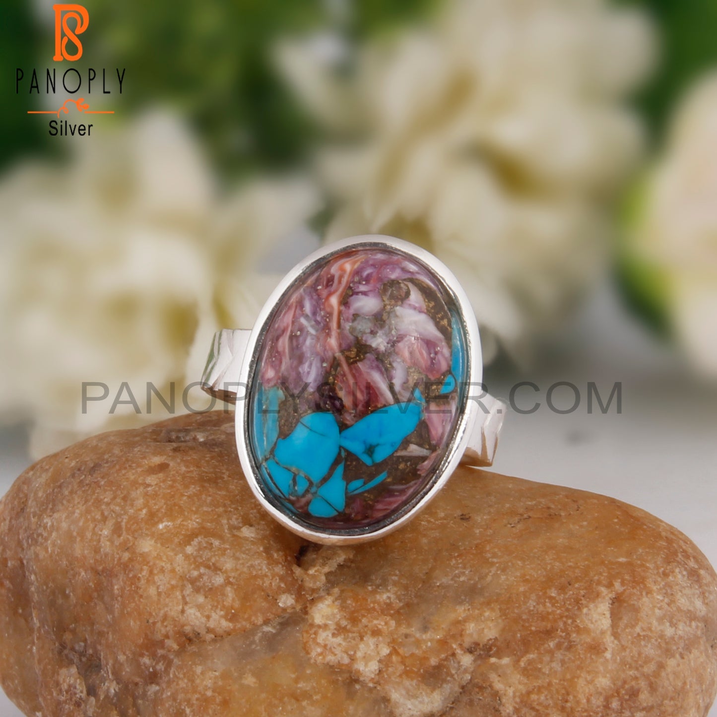 Mojave Oyster Turquoise Oval Sterling Silver Ring