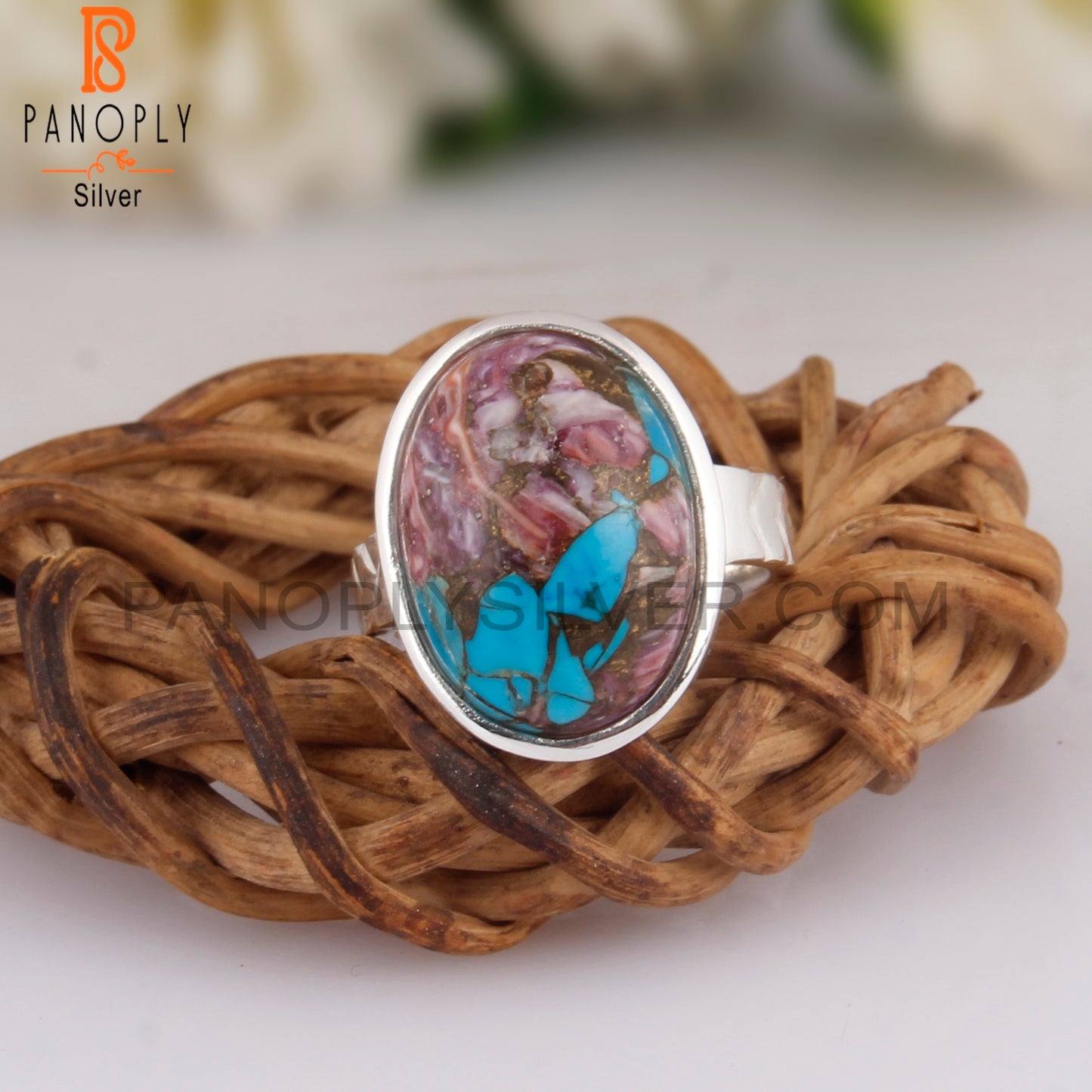 Mojave Oyster Turquoise Oval Sterling Silver Ring