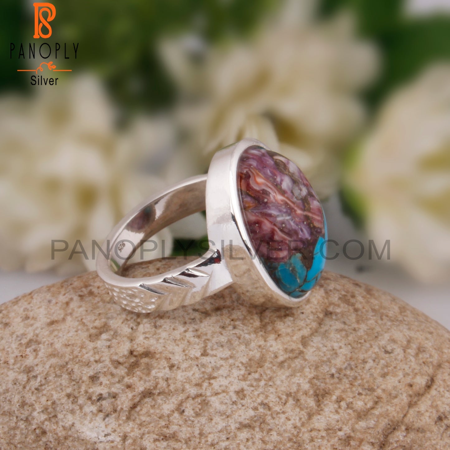 Mojave Oyster Turquoise Oval Sterling Silver Ring