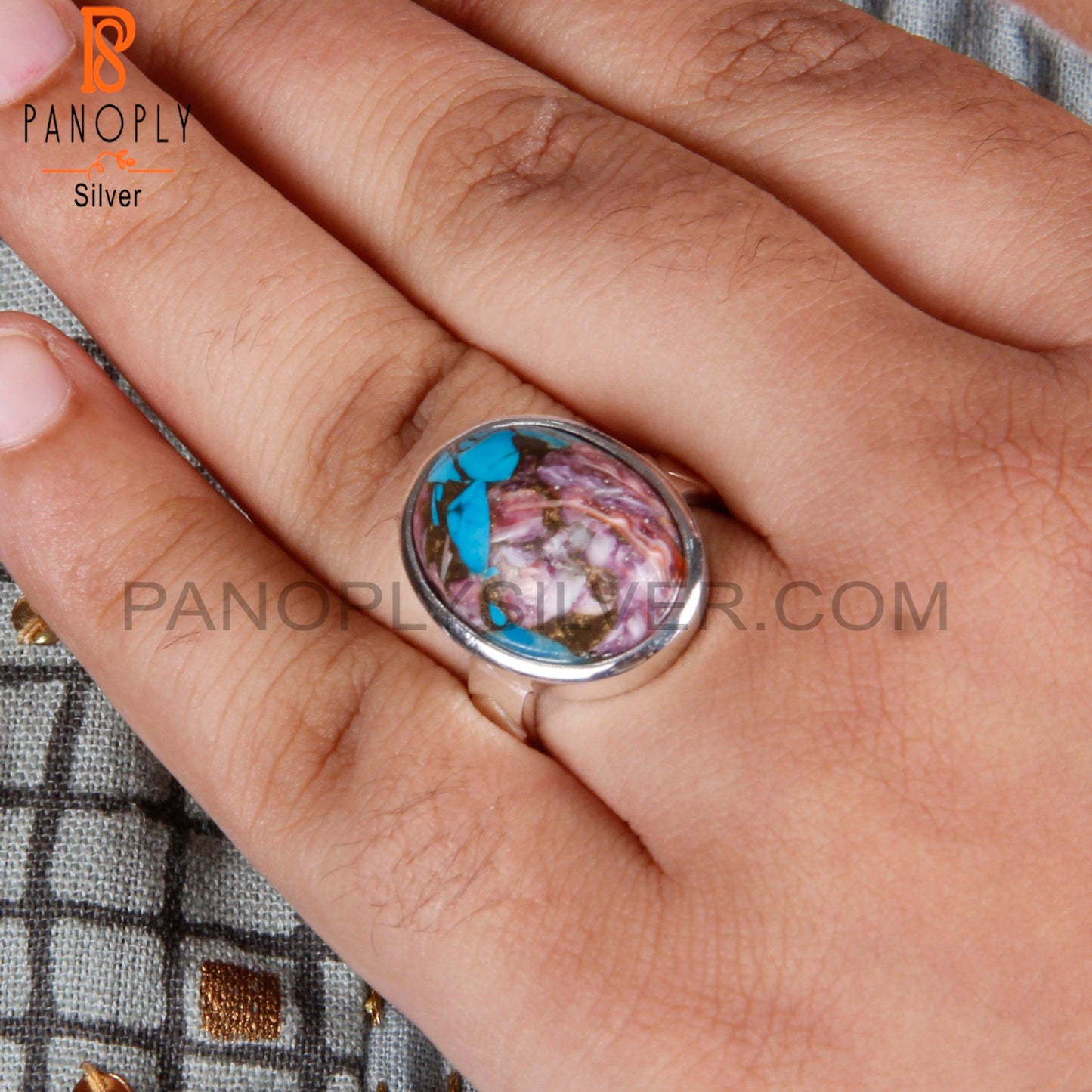 Mojave Oyster Turquoise Oval Sterling Silver Ring