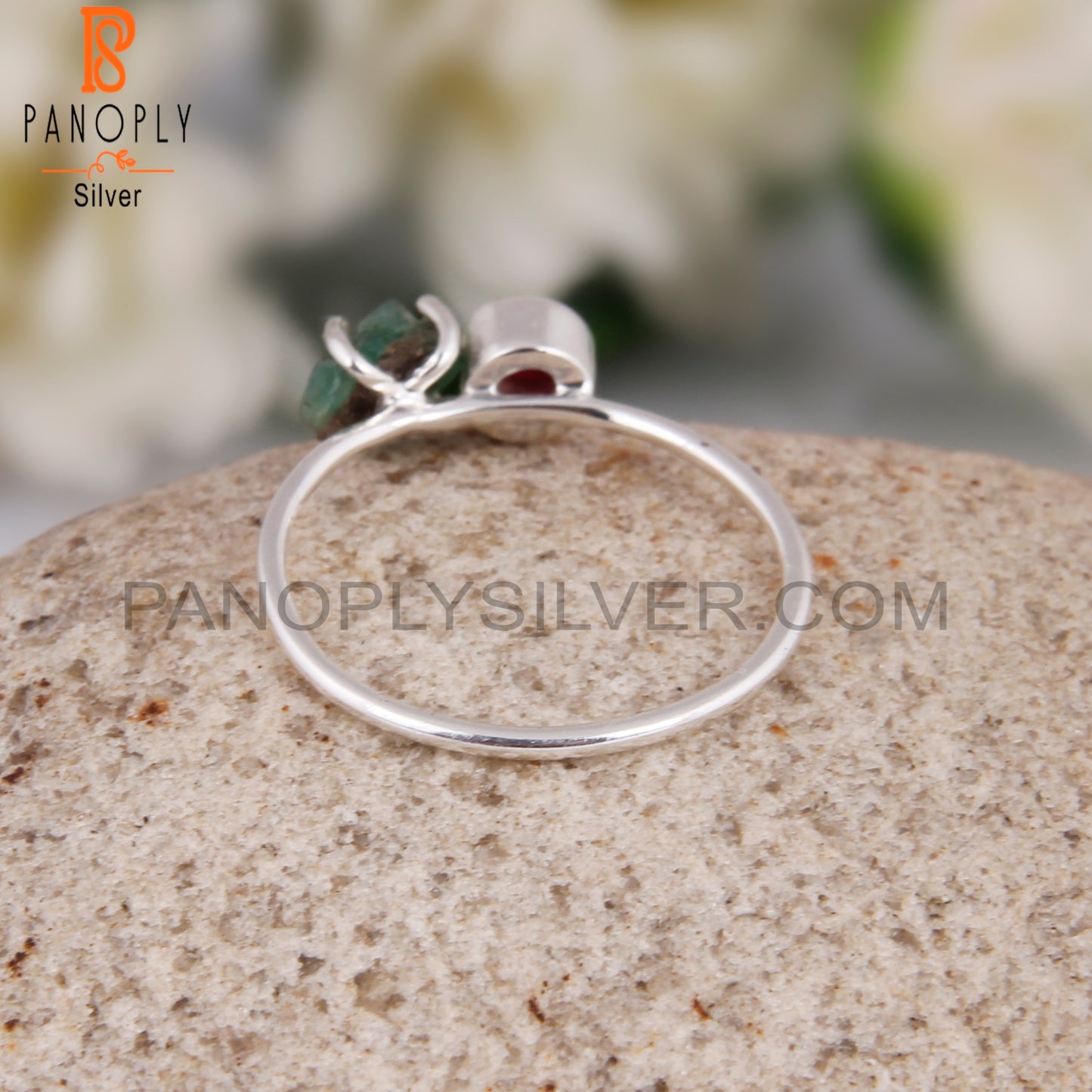 Ruby & Emerald 925 Sterling Silver Ring