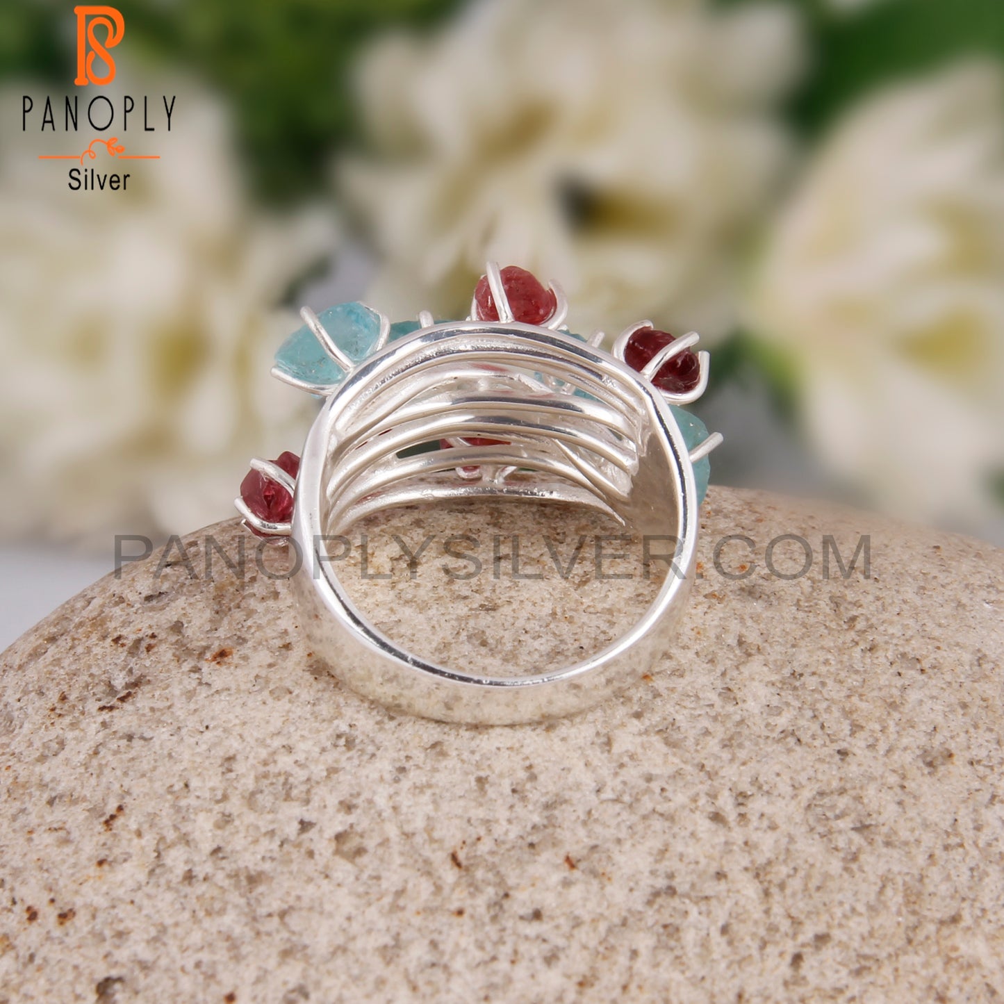 Apatite & Spinel Ruby 925 Sterling Silver Lightweight Ring