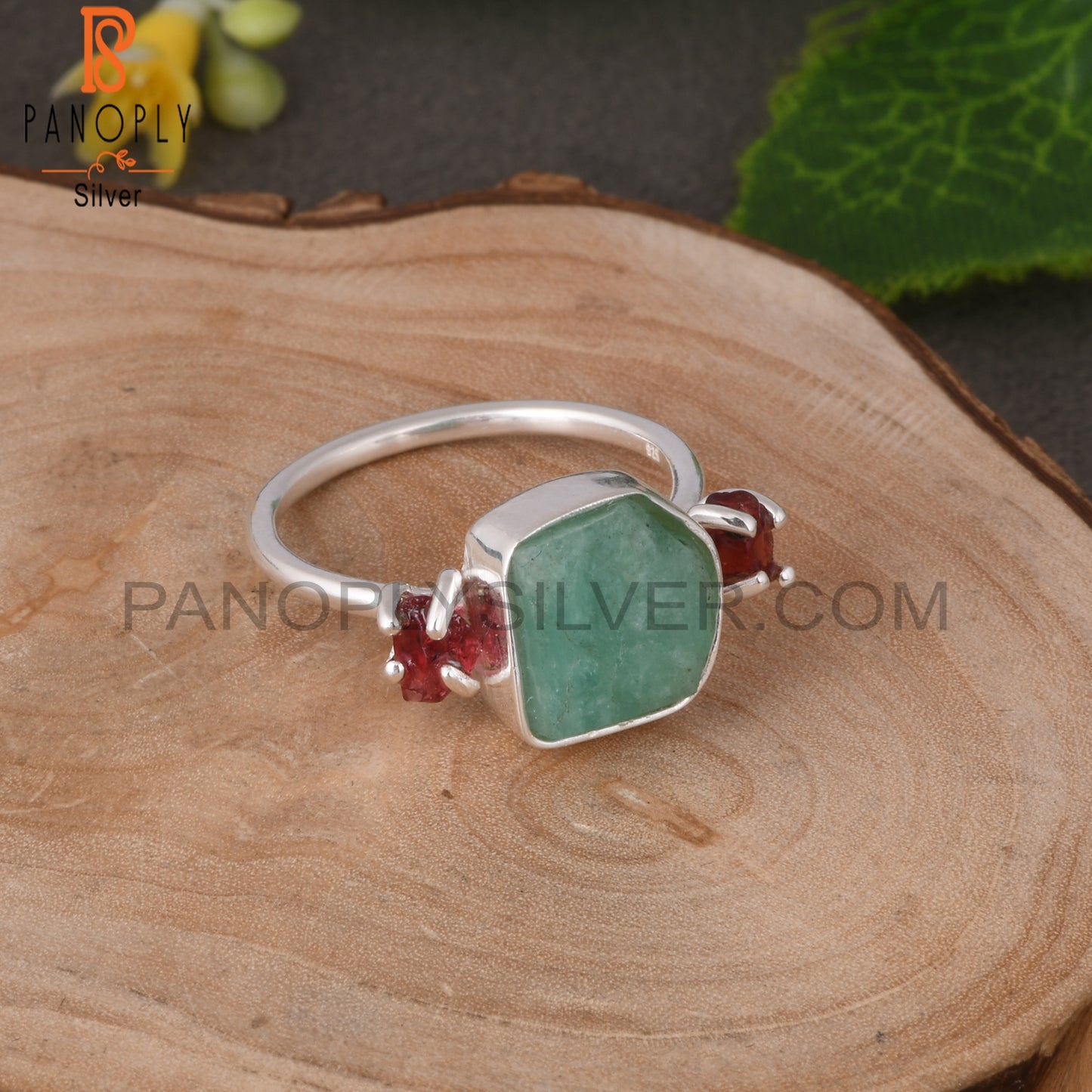 Spinel Ruby & Emerald 925 Sterling Silver Ring
