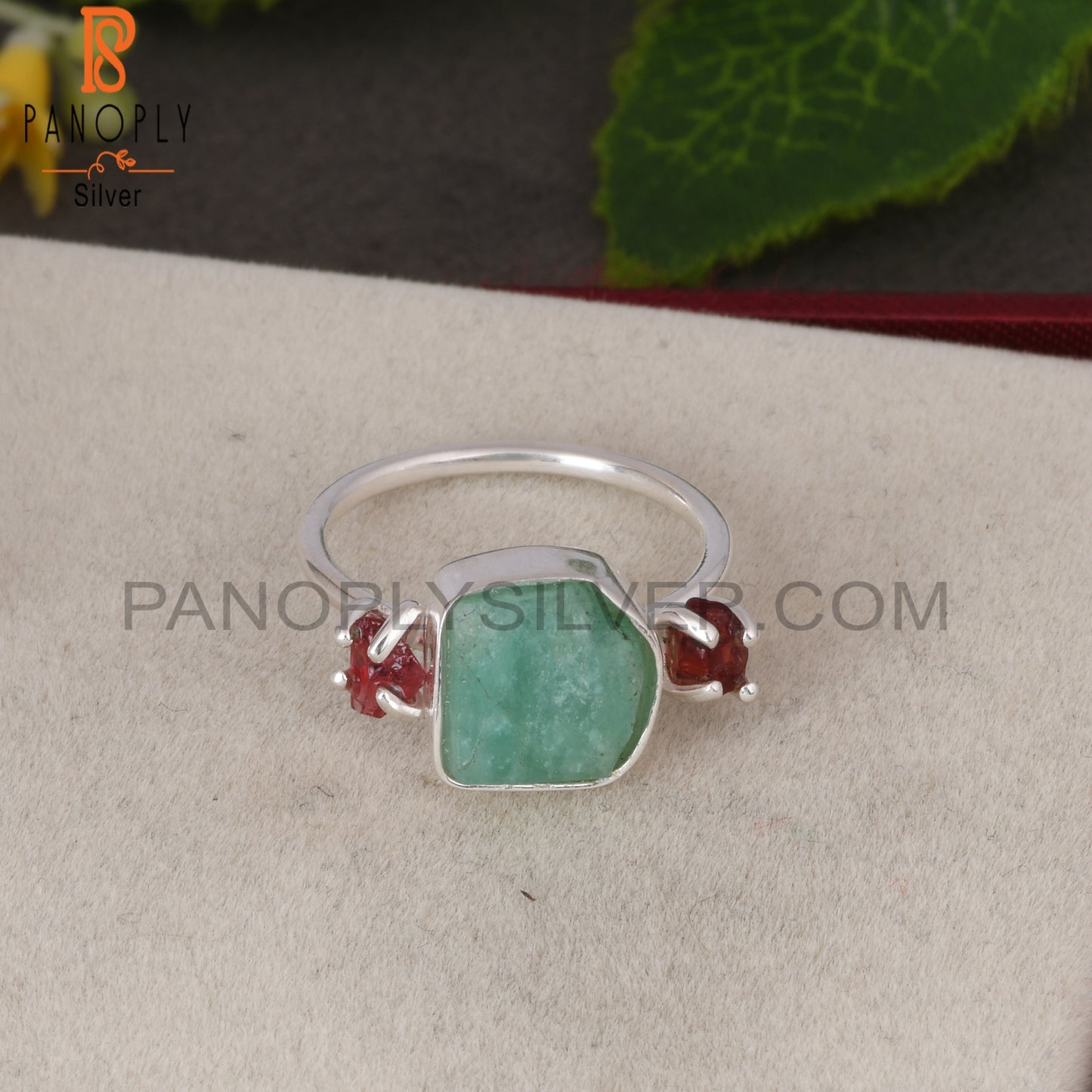Spinel Ruby & Emerald 925 Sterling Silver Ring