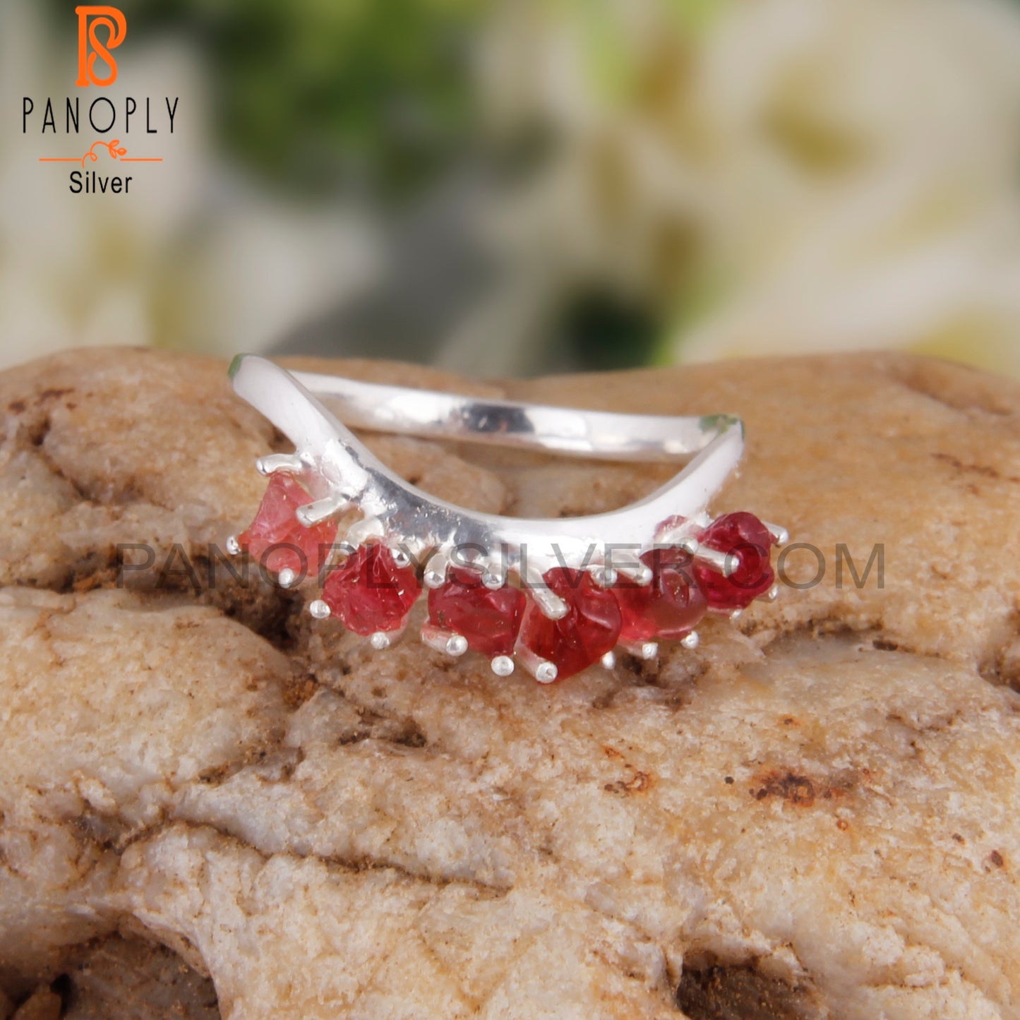 Spinel Ruby 925 Sterling Silver Wedding Engagement Ring