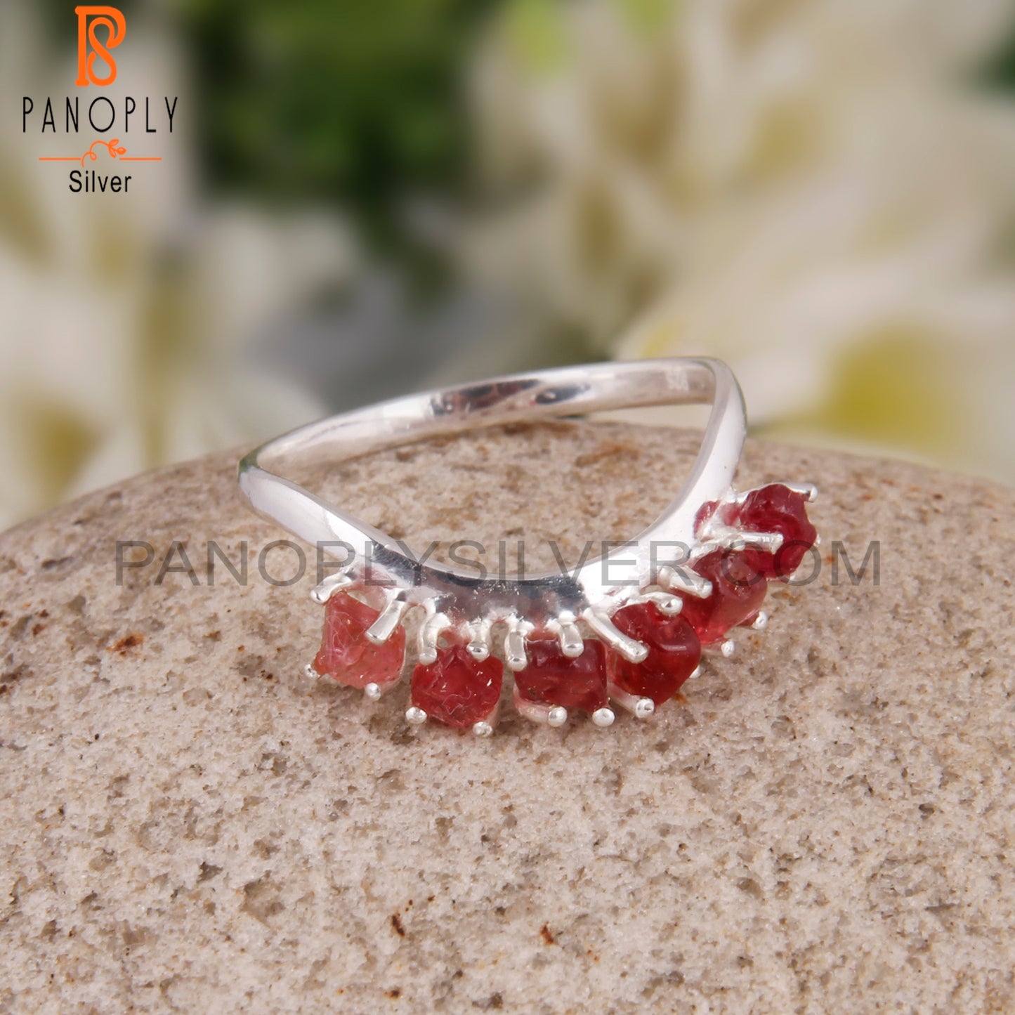 Spinel Ruby 925 Sterling Silver Wedding Engagement Ring