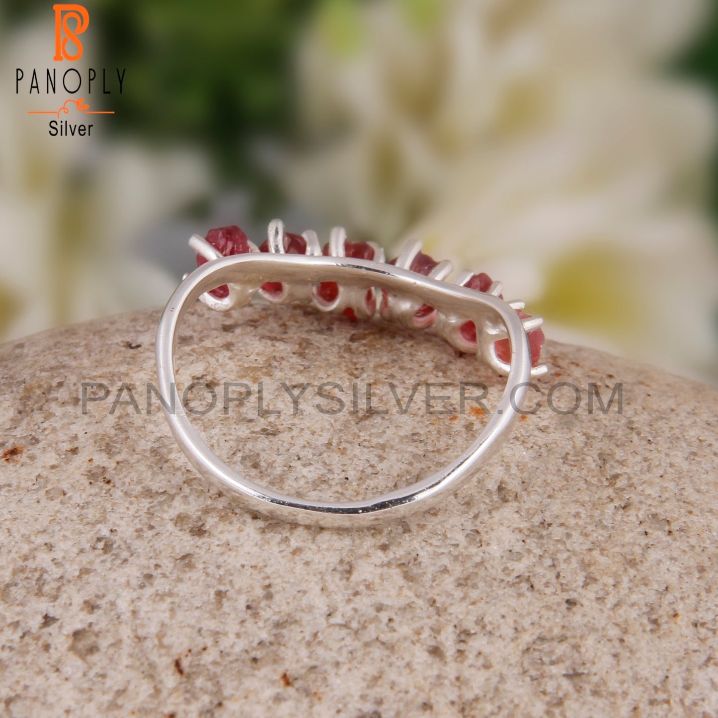 Spinel Ruby 925 Sterling Silver Wedding Engagement Ring