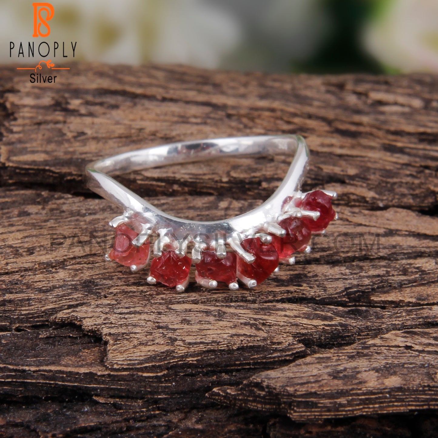 Spinel Ruby 925 Sterling Silver Wedding Engagement Ring