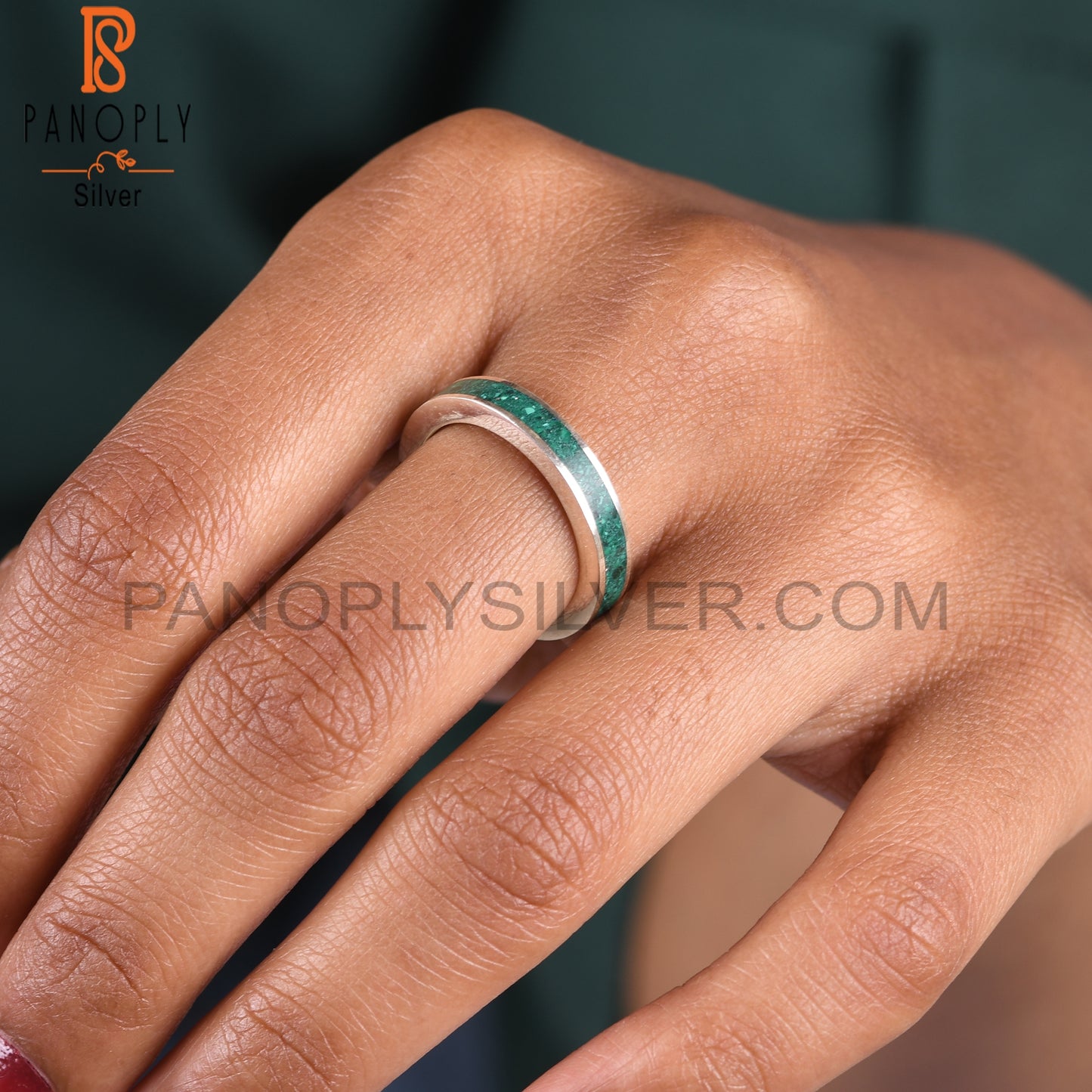 Malachite Inlay 925 Sterling Silver Men’s Ring