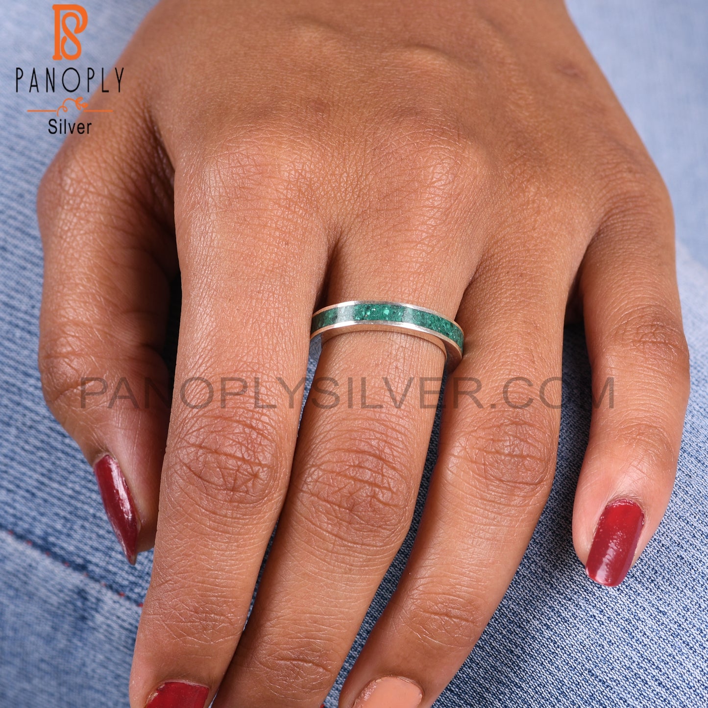 Malachite Inlay 925 Sterling Silver Men’s Ring