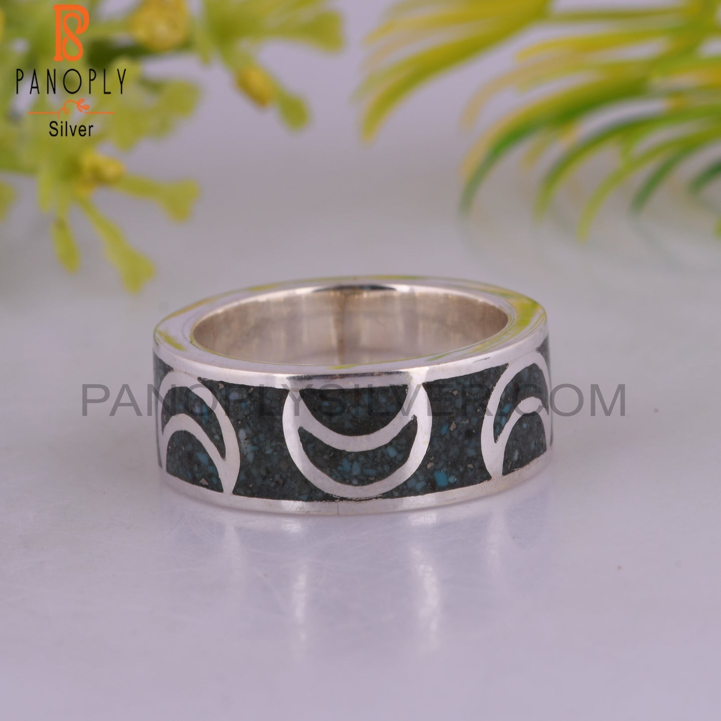 Arizona Turquoise Inlay 925 Silver Stylish Designer Ring