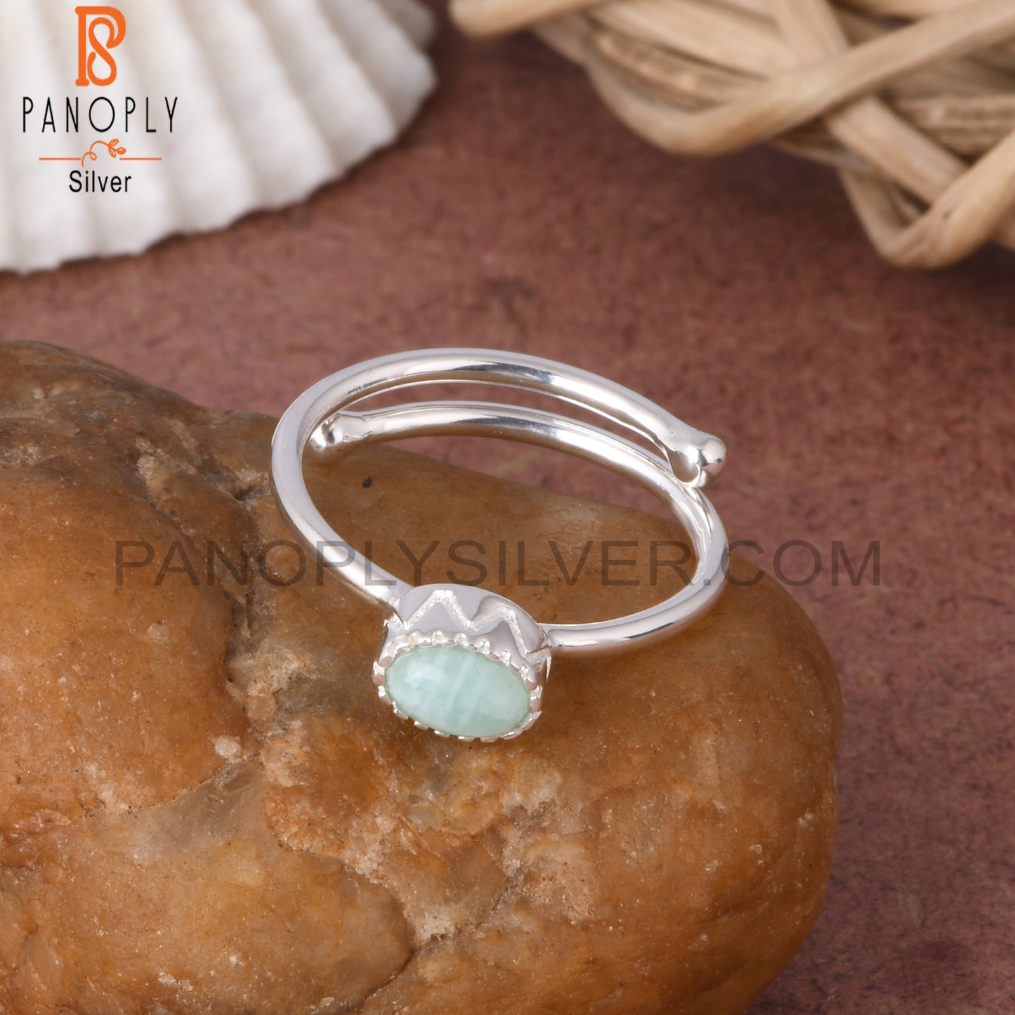 Amazonite Oval 925 Sterling Silver Ring
