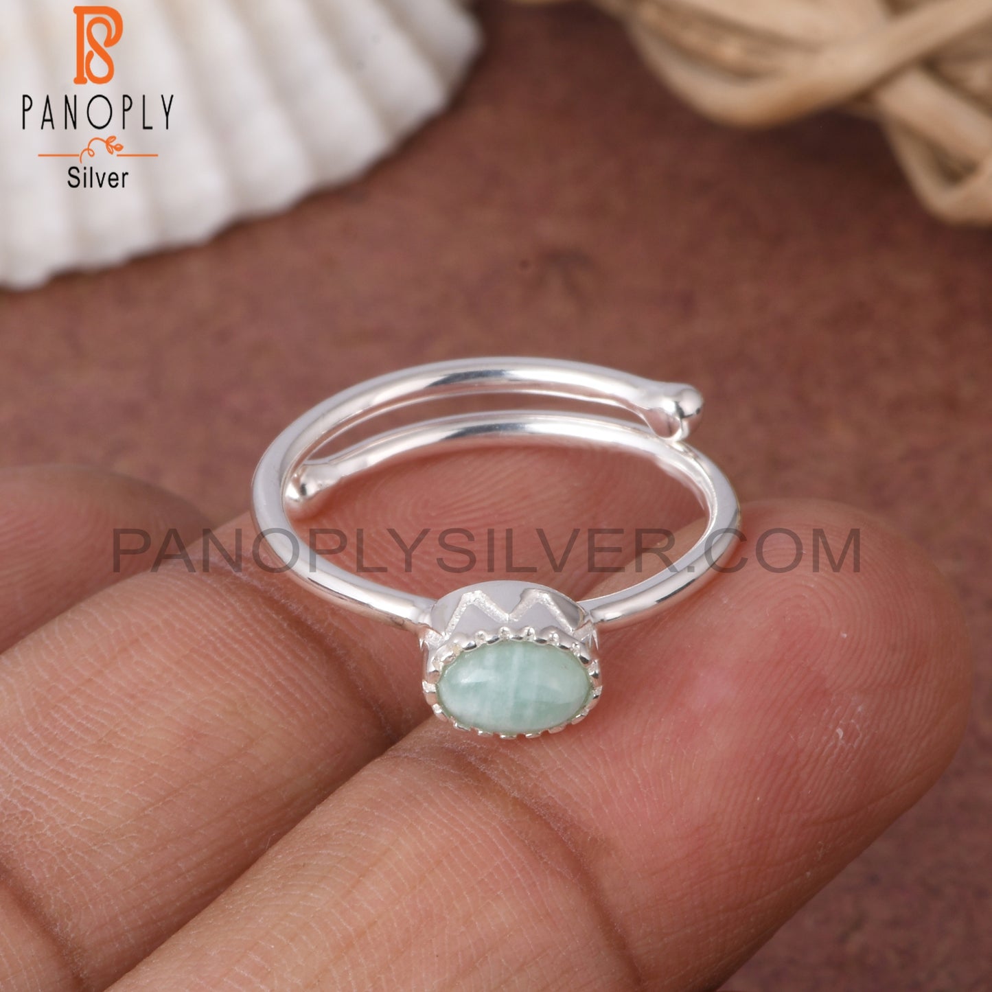 Amazonite Oval 925 Sterling Silver Ring