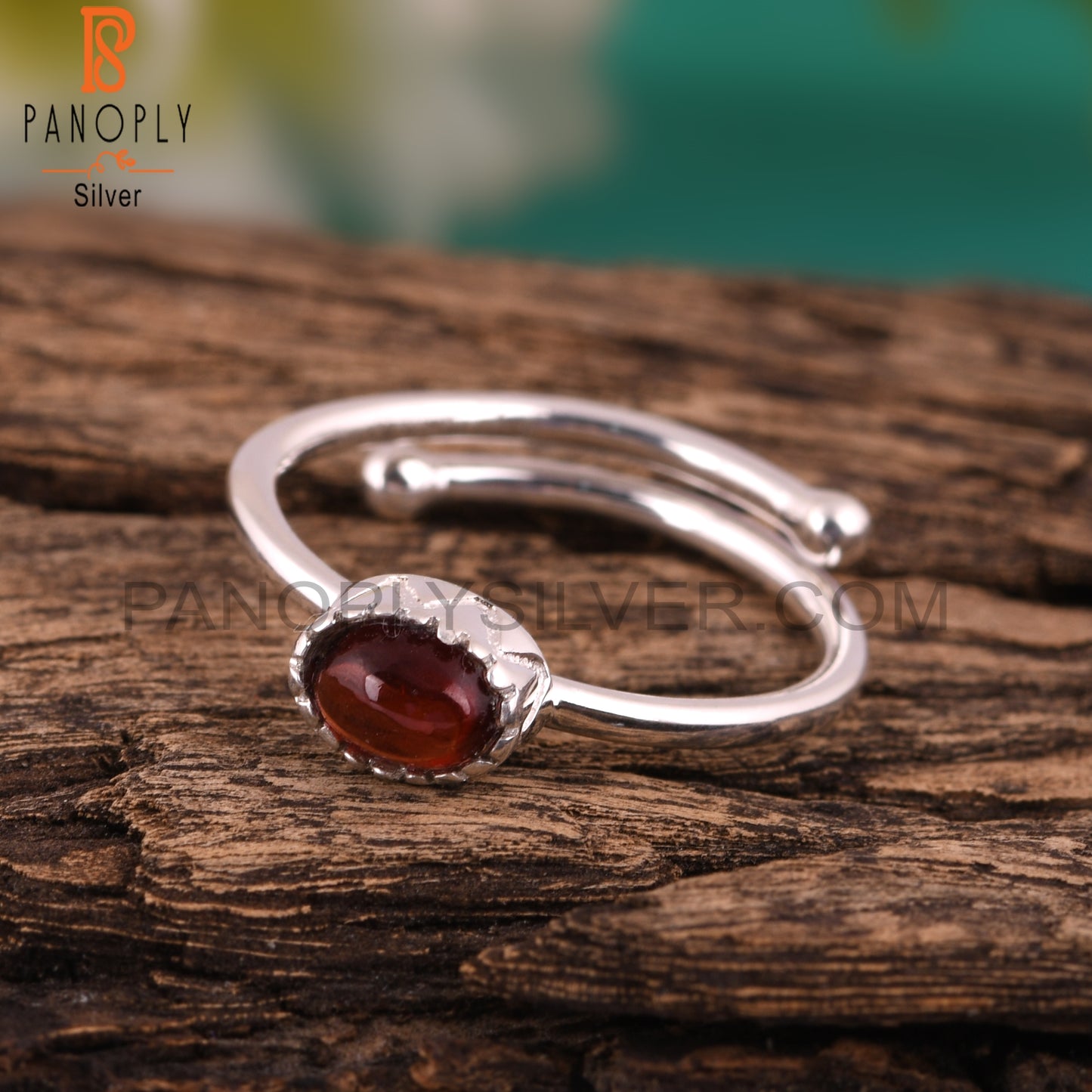 Classic Garnet Oval Shape 925 Sterling Silver Ring