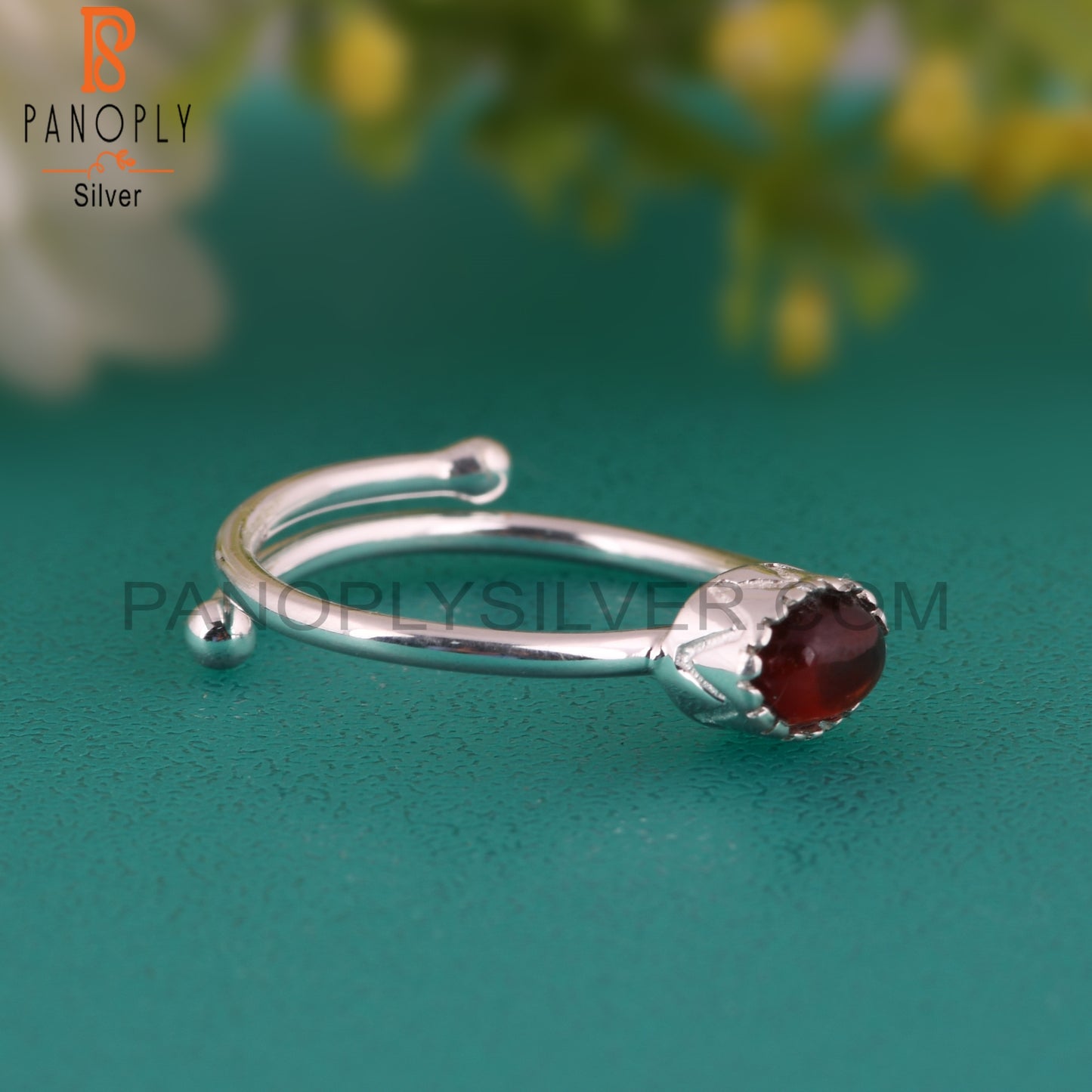 Classic Garnet Oval Shape 925 Sterling Silver Ring