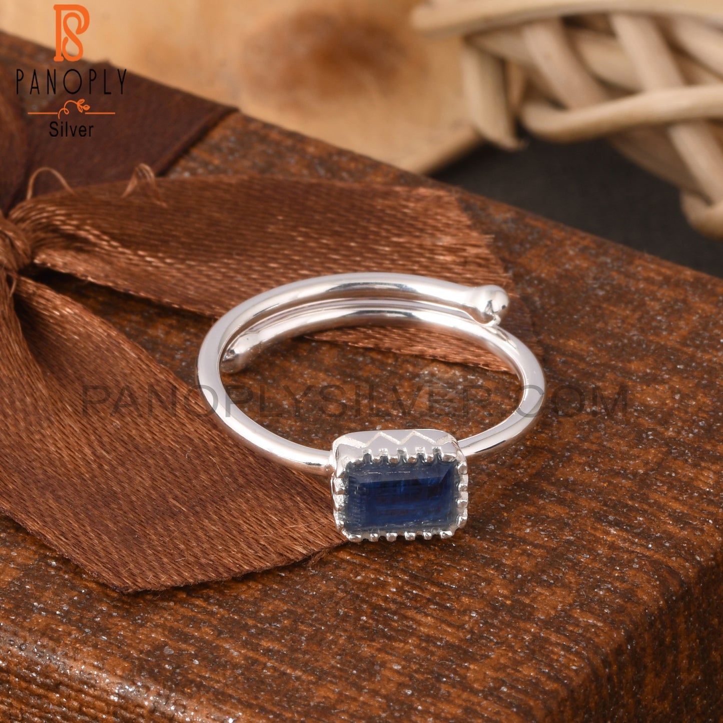 Kyanite Baguette Shape 925 Sterling Silver Ring