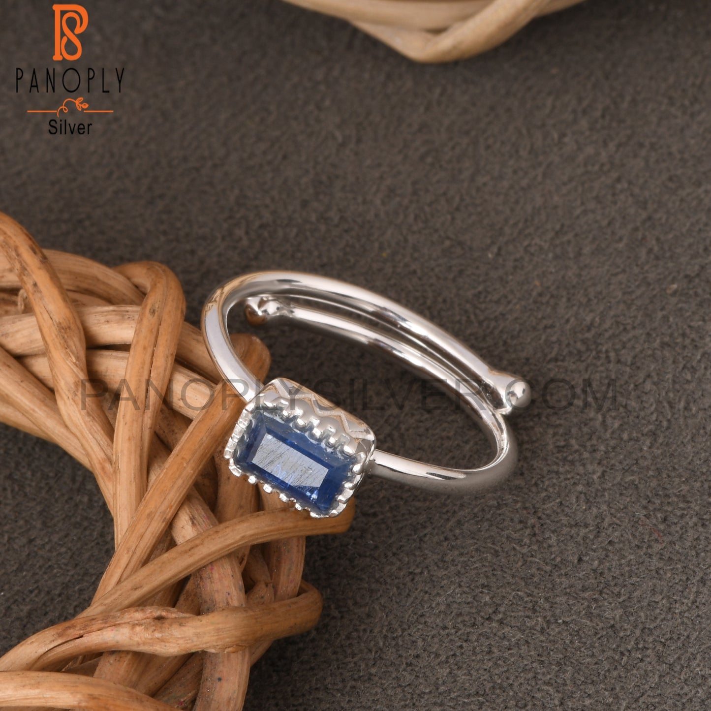Kyanite Baguette Shape 925 Sterling Silver Ring