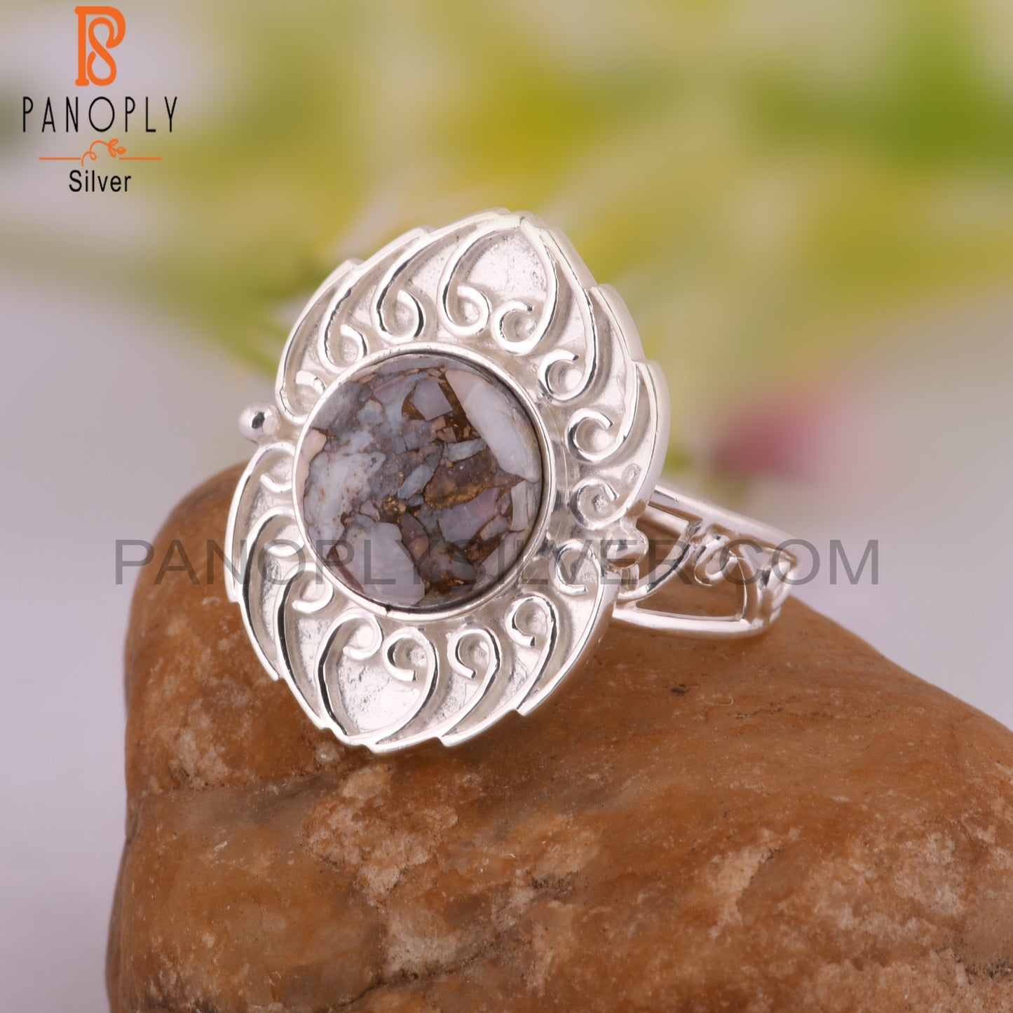 Mojave Copper Opal Round 925 Sterling Ring