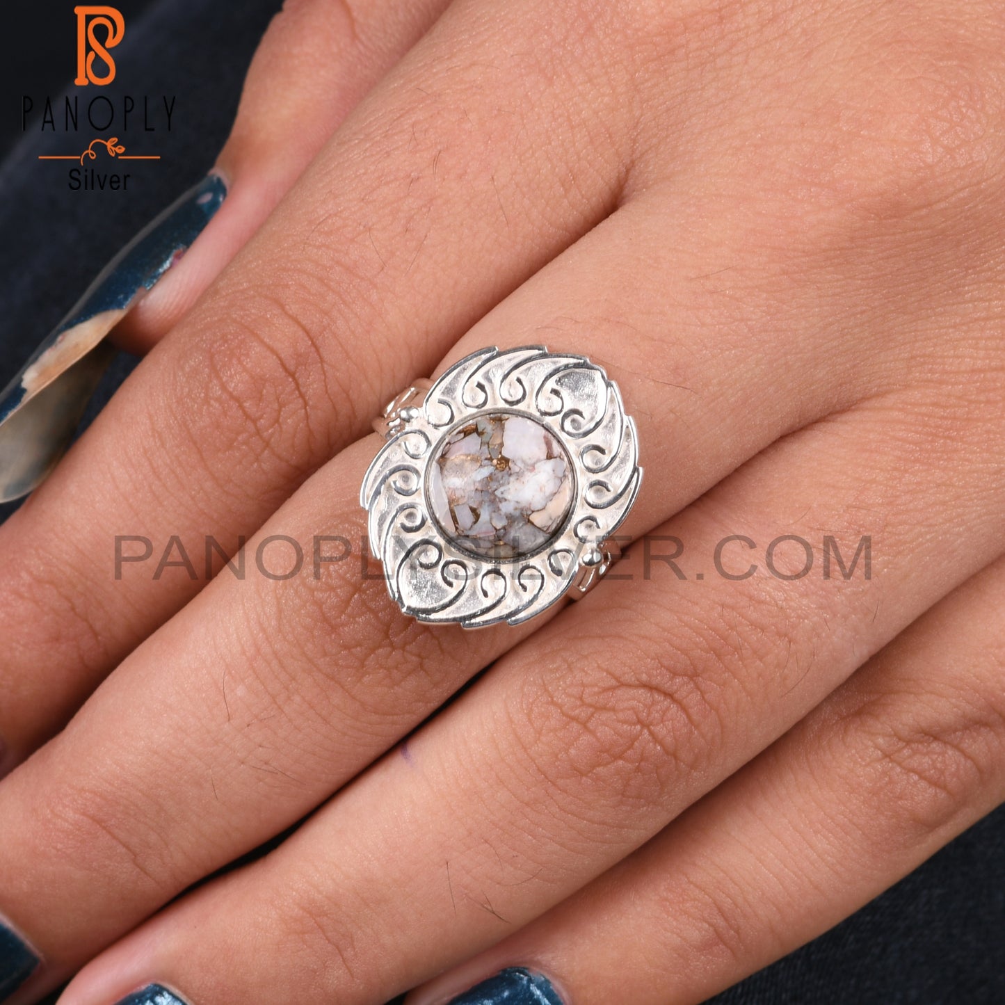 Mojave Copper Opal Round 925 Sterling Ring