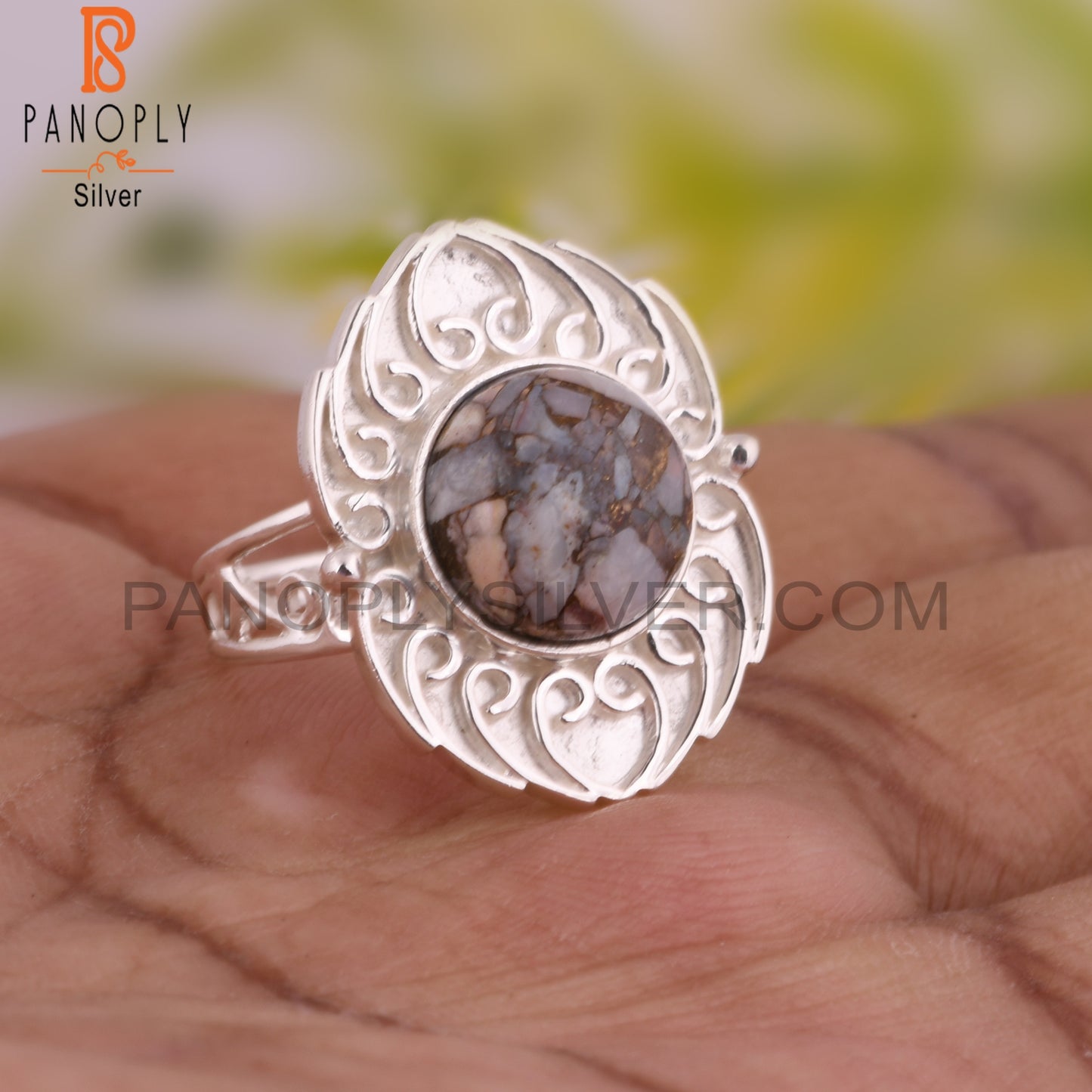 Mojave Copper Opal Round 925 Sterling Ring