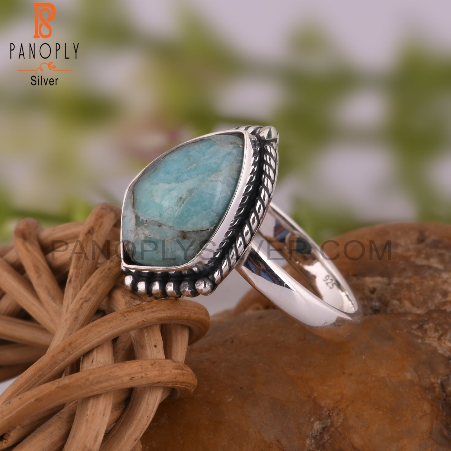Mojave Copper Amazonite Kite 925 Minimalist Silver Ring