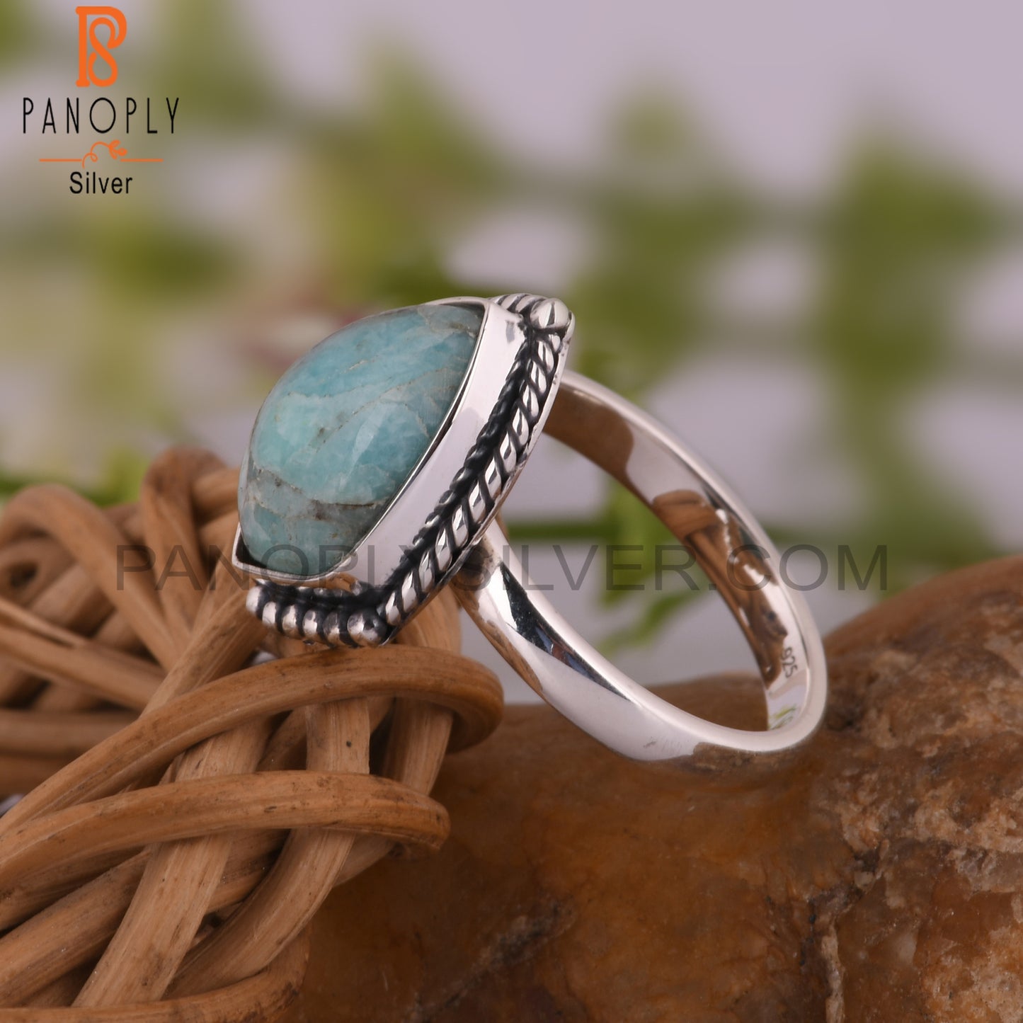 Mojave Copper Amazonite Kite 925 Minimalist Silver Ring