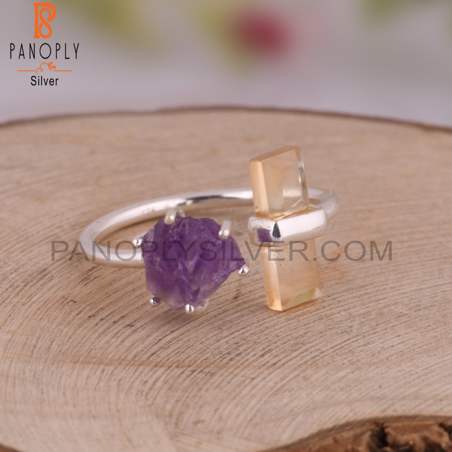 Citrine & Amethyst 925 Sterling Silver Ring