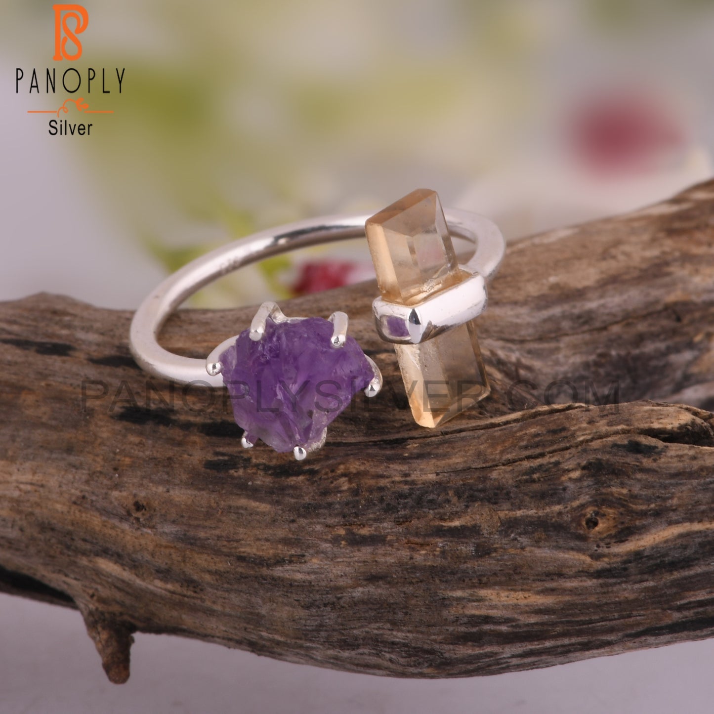 Citrine & Amethyst 925 Sterling Silver Ring