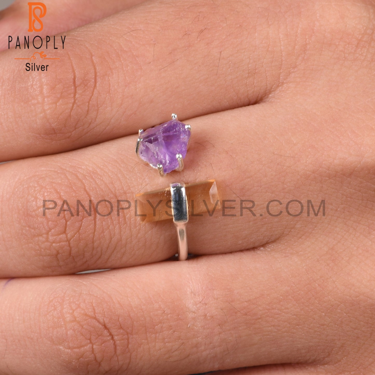 Citrine & Amethyst 925 Sterling Silver Ring