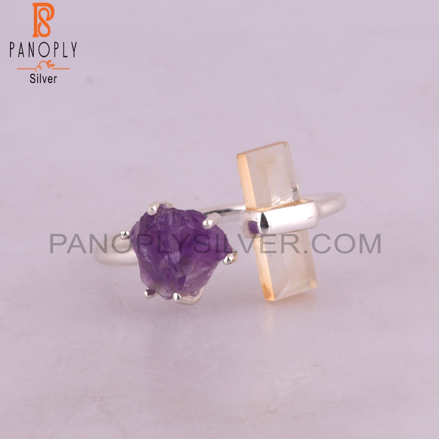 Citrine & Amethyst 925 Sterling Silver Ring